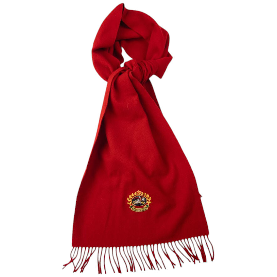 Vintage Burberry Crest Lambswool Tassel Scarf