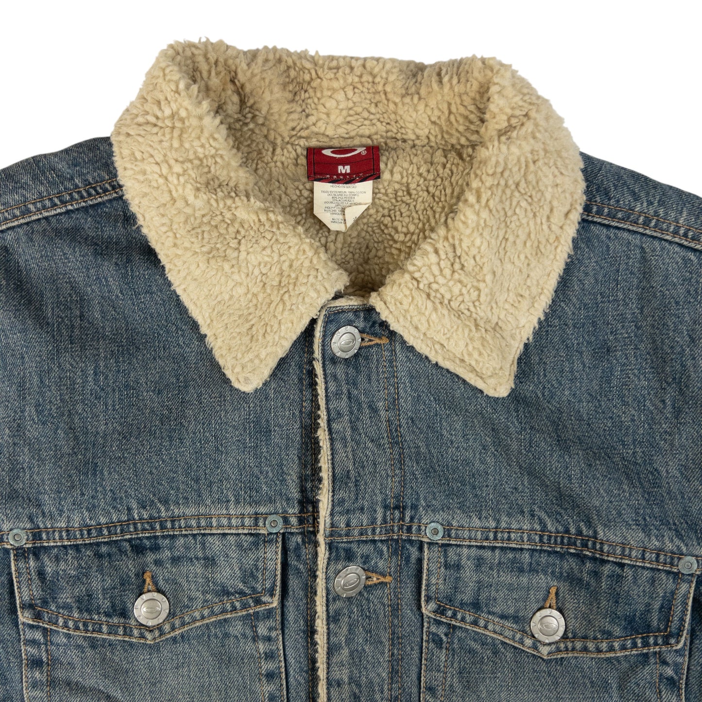 Vintage Oakley Sherpa Fleece Lined Denim Jacket Size M