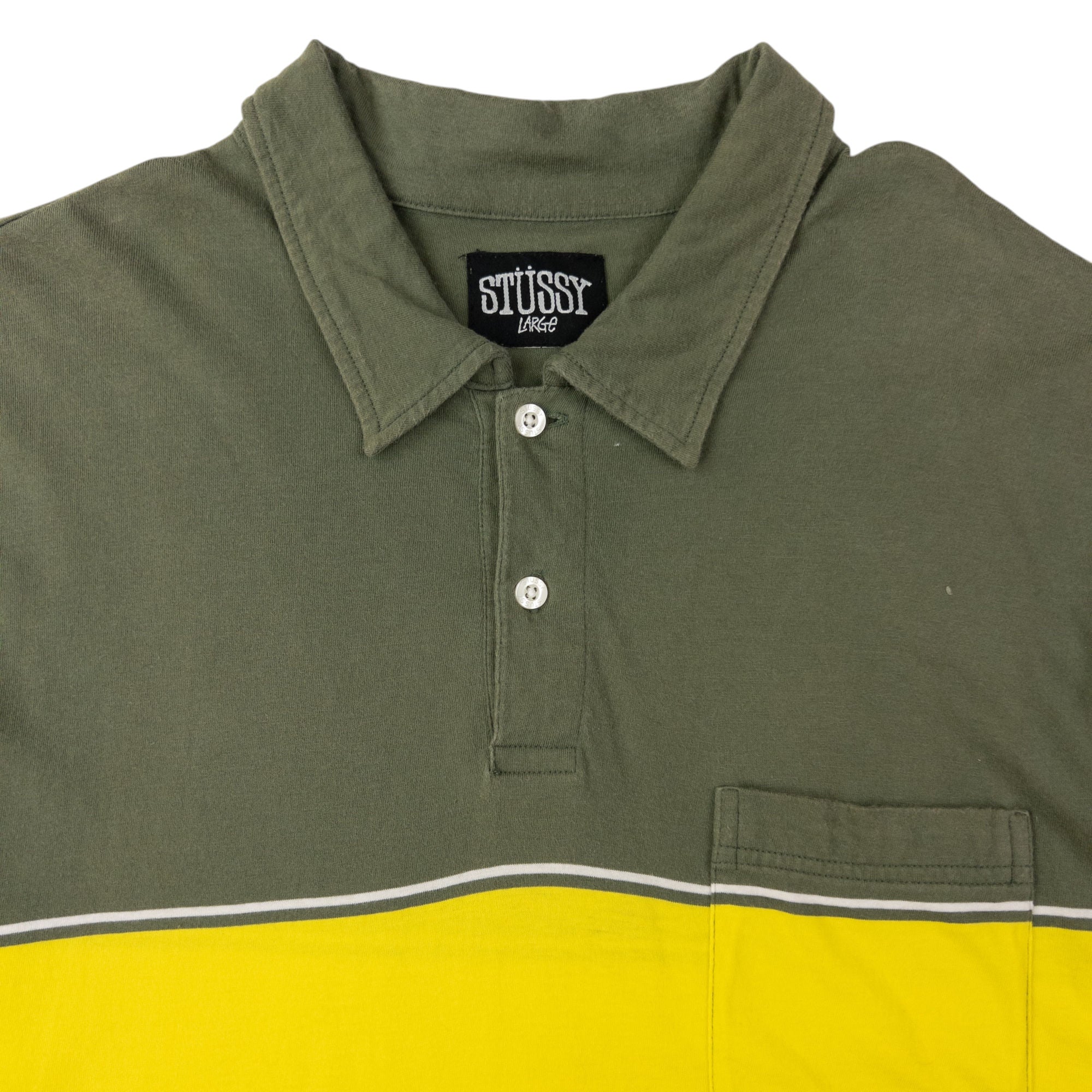Vintage Stussy Colour Block Polo Shirt Size L