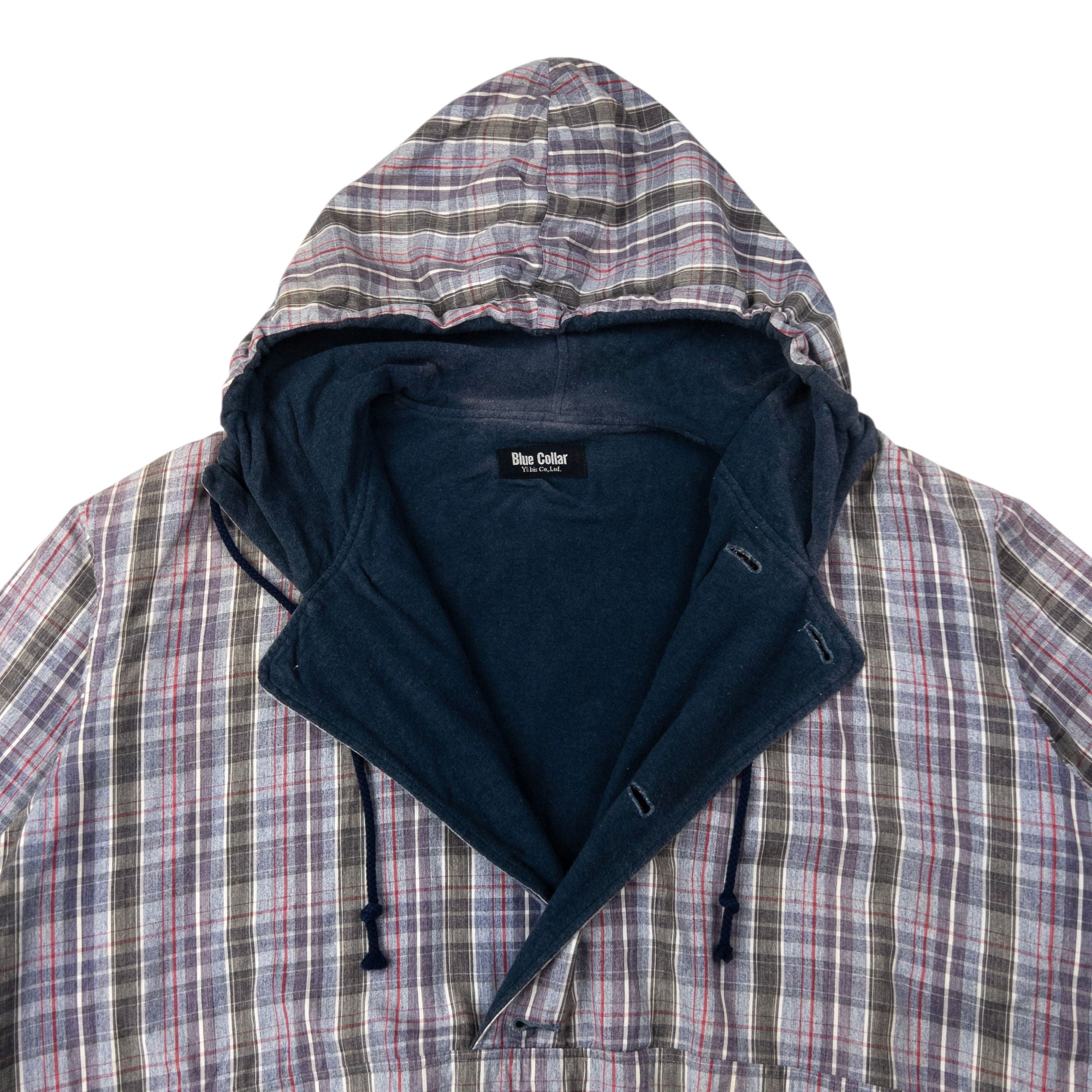 Vintage Yohji Yamamoto Blue Collar Half Button Hoodie Size S