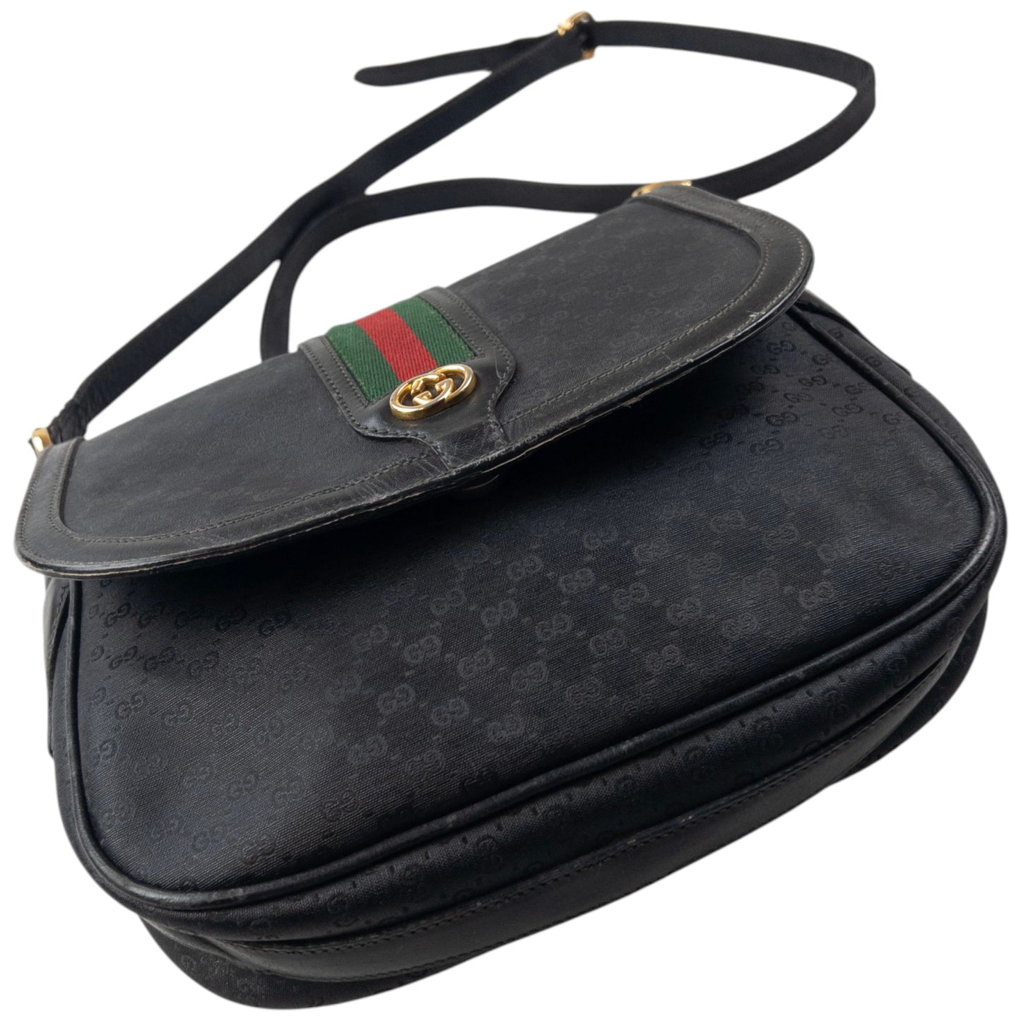 Vintage 80s Gucci Monogram Leather Crossbody Bag