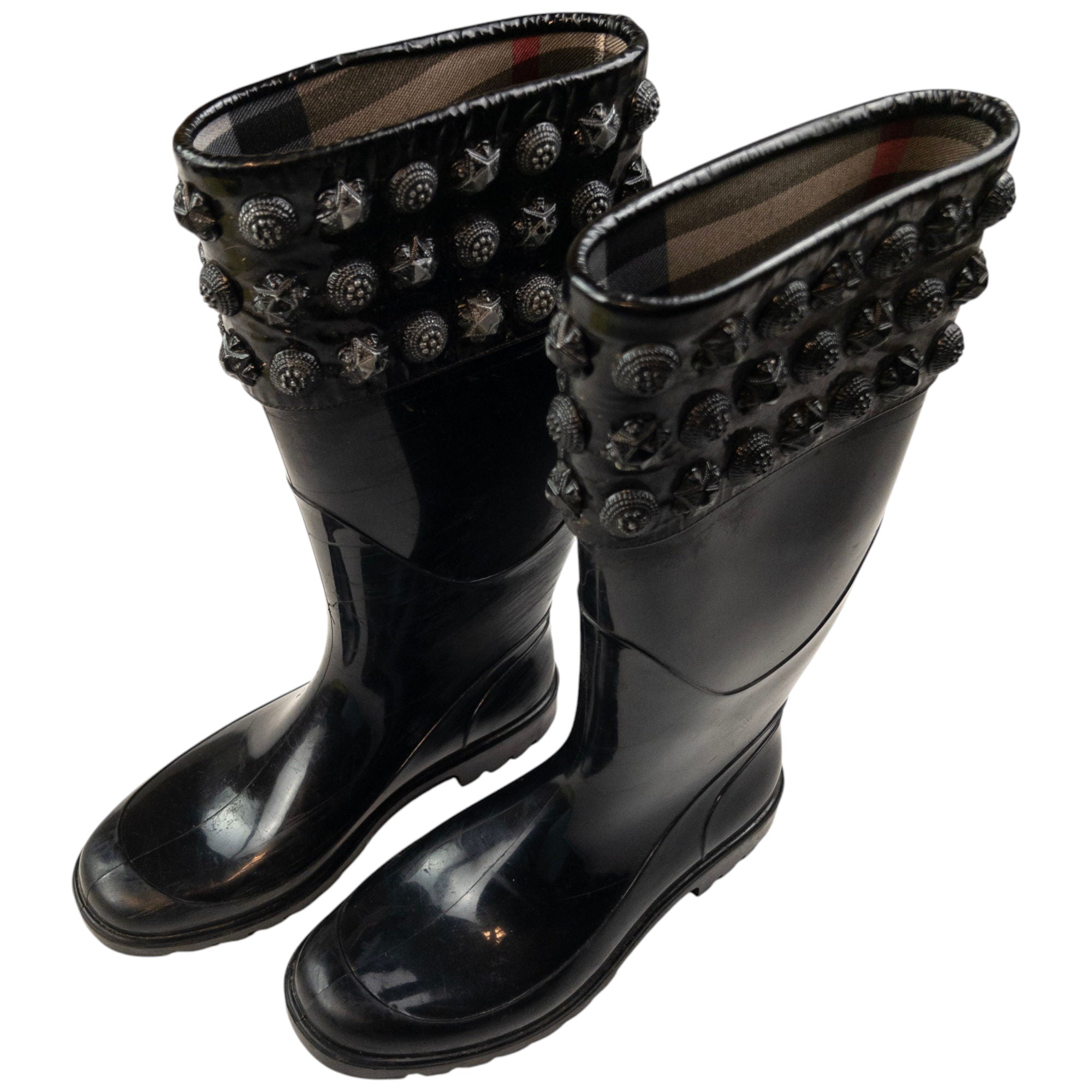 Vintage Burberry Studded Wellington Boots Womens Size UK 4