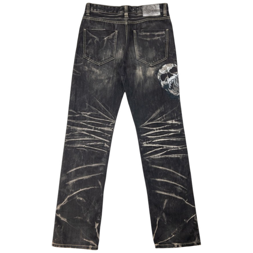 Vintage Big Train Embroidered Skull Japanese Denim Jeans Size W30