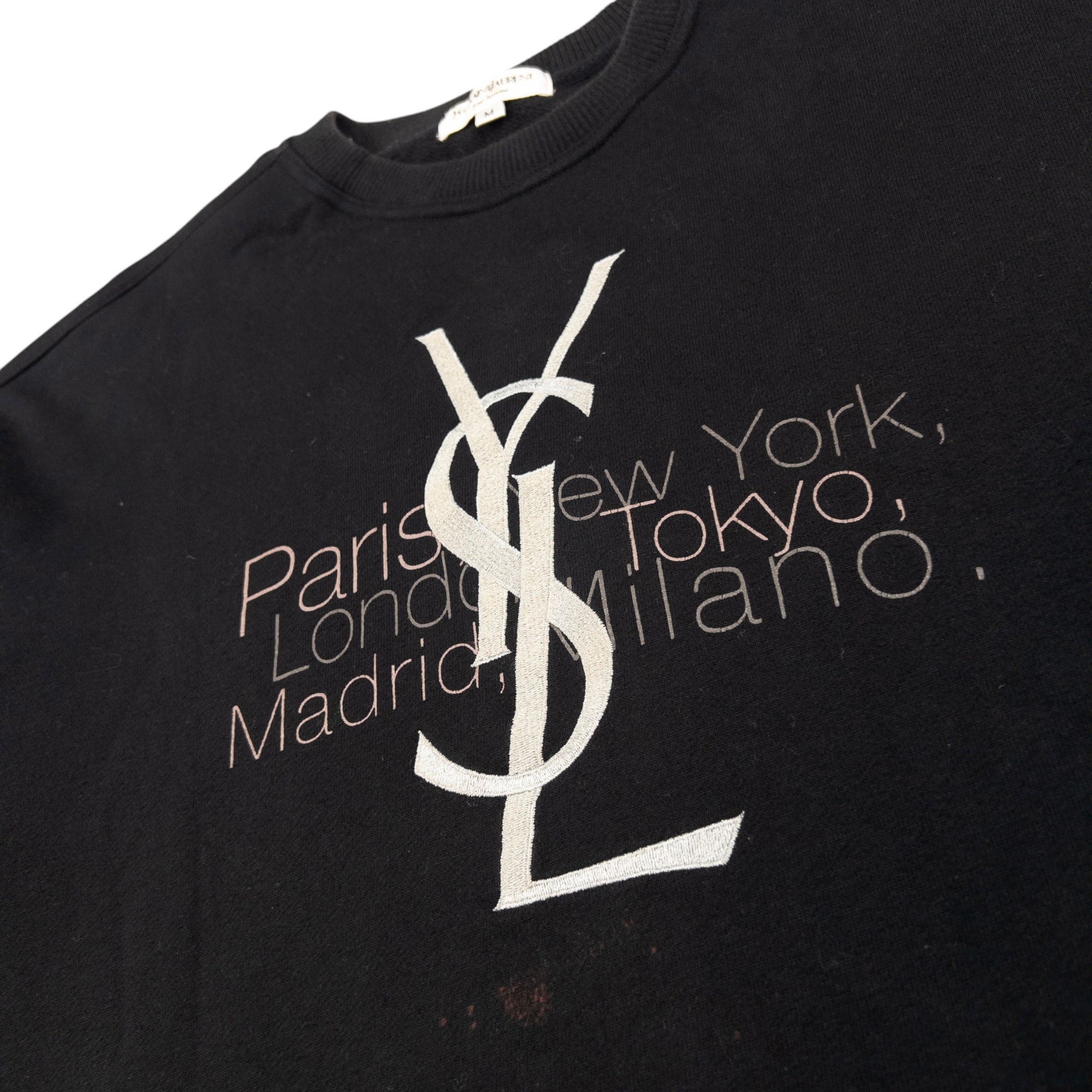 Vintage YSL Yves Saint Laurent Embroidered Sweatshirt Size M