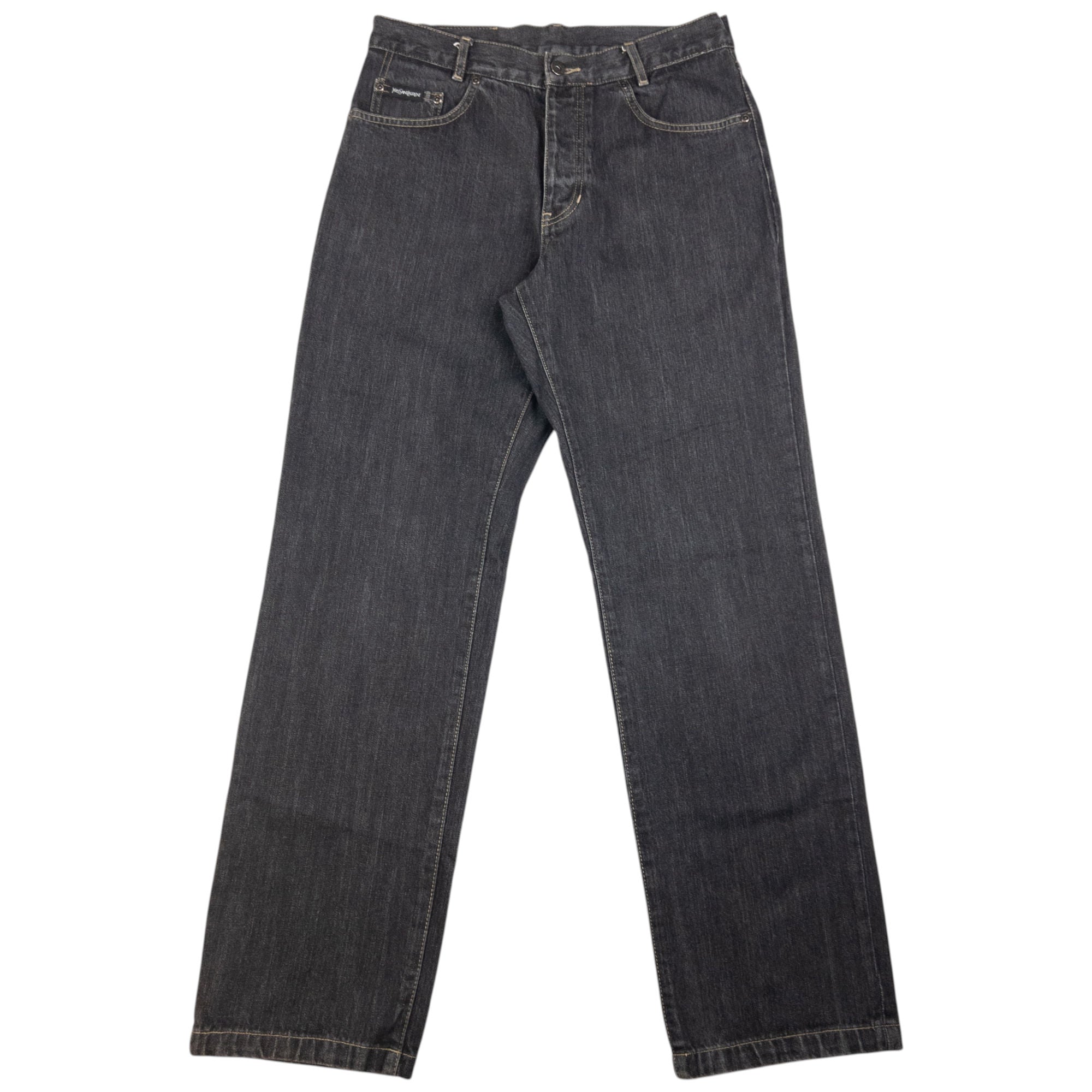 Vintage YSL Yves Saint Laurent Embroidered Denim Jeans Size W30