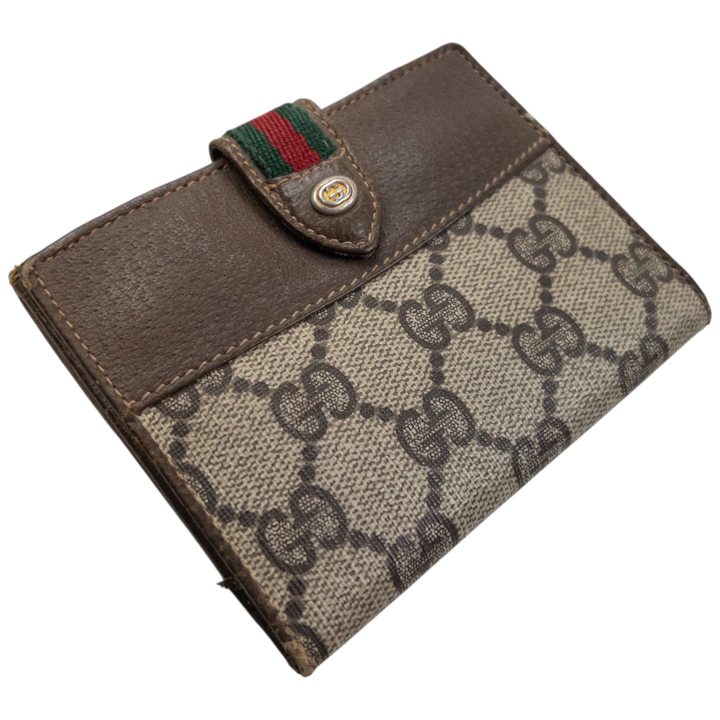 Vintage 80s Gucci Monogram Leather Wallet