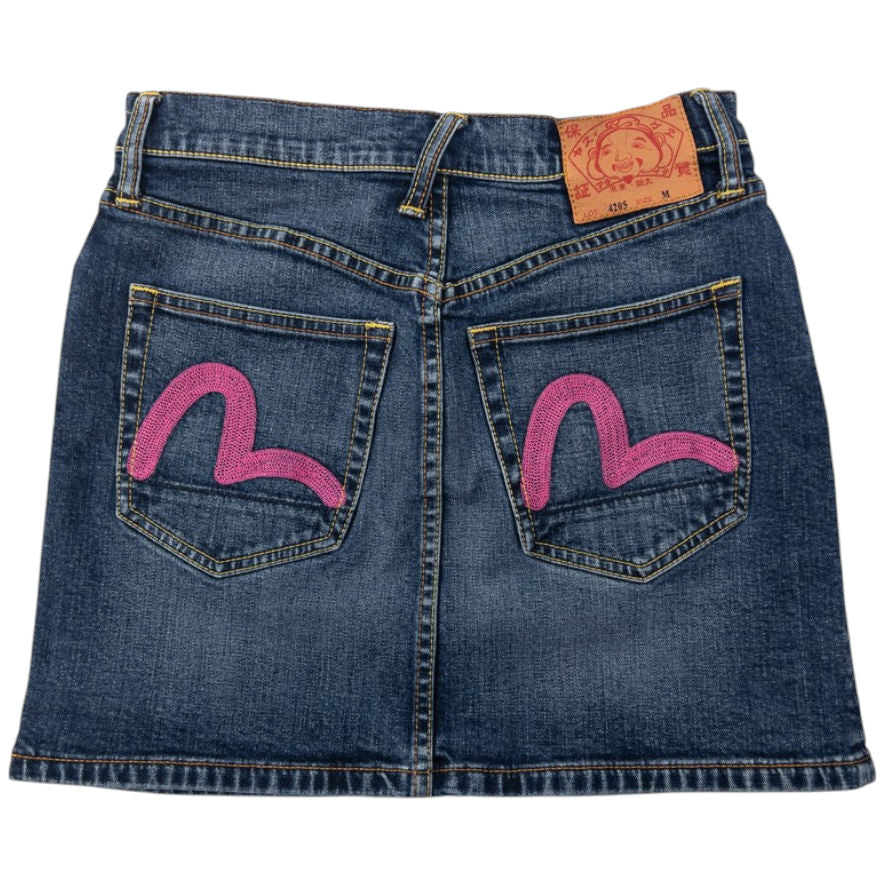 Vintage Evisu Double Gull Japanese Denim Mini Skirt Womens Size M
