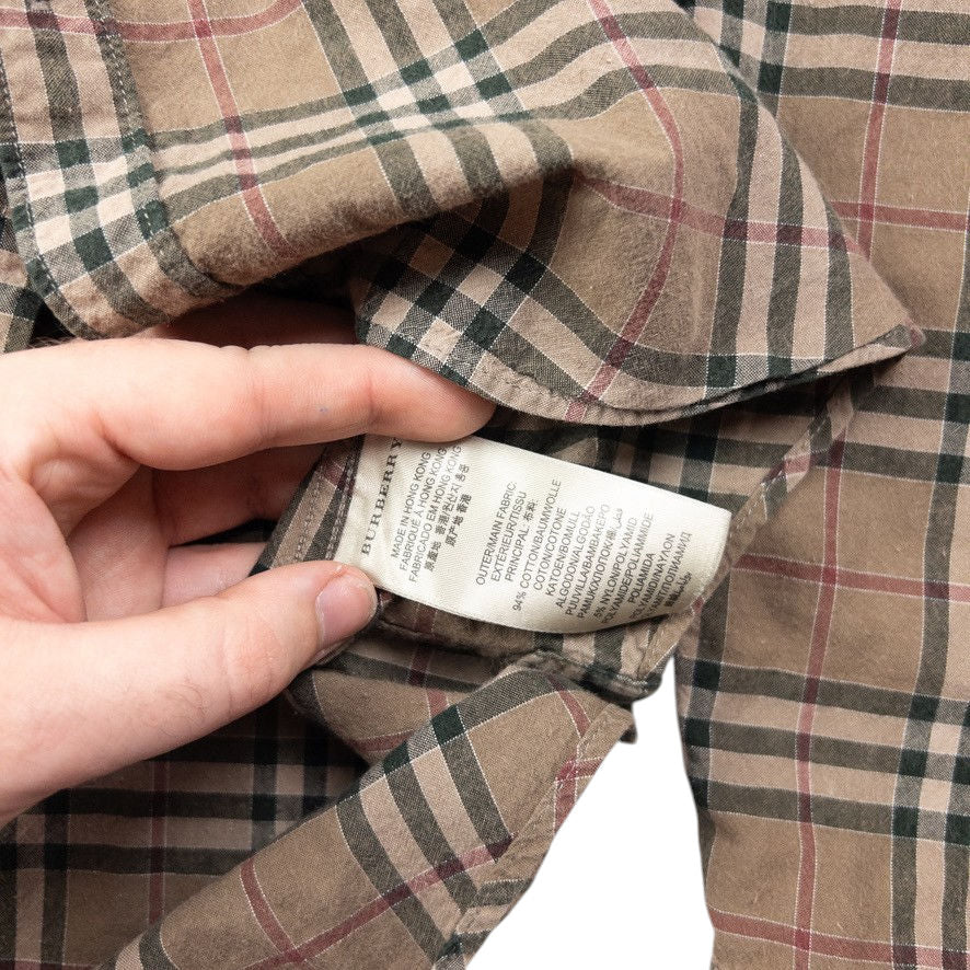 Vintage Burberry Nova Check Long Sleeve Button Up Shirt Size M