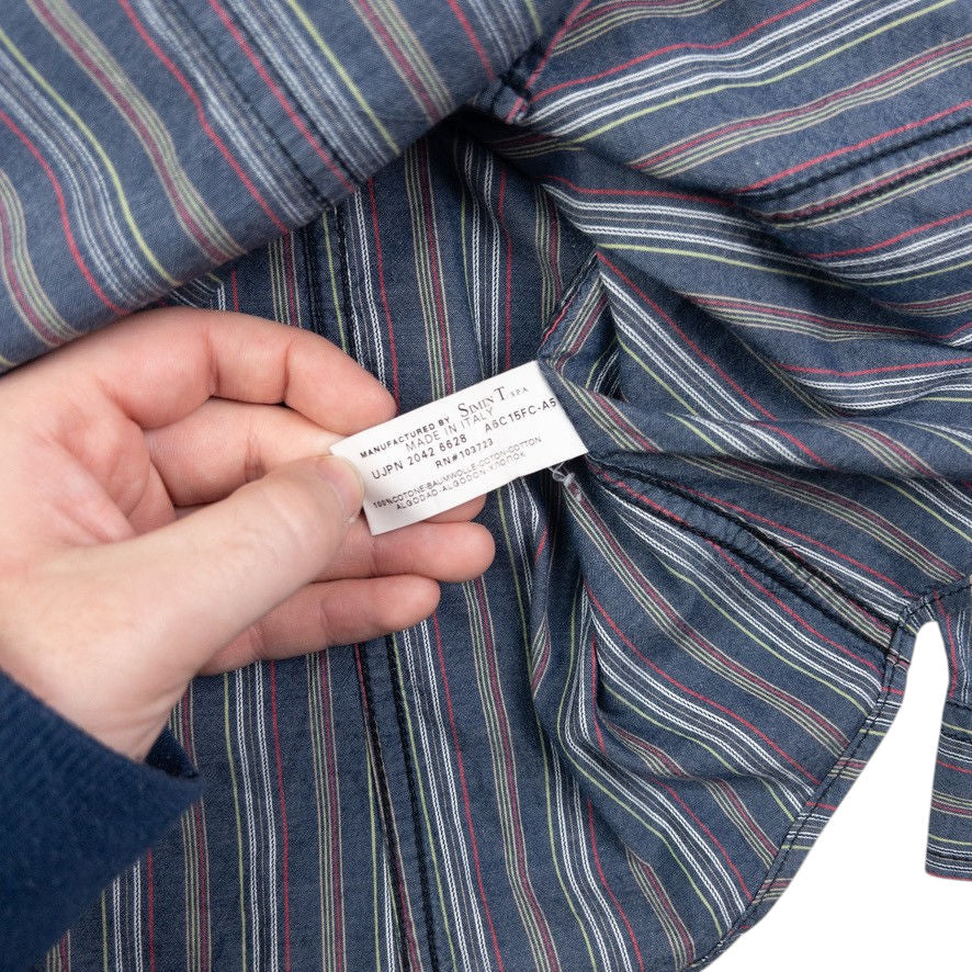 Vintage Armani Jeans Pocket Striped Long Sleeve Button Up Shirt Size M