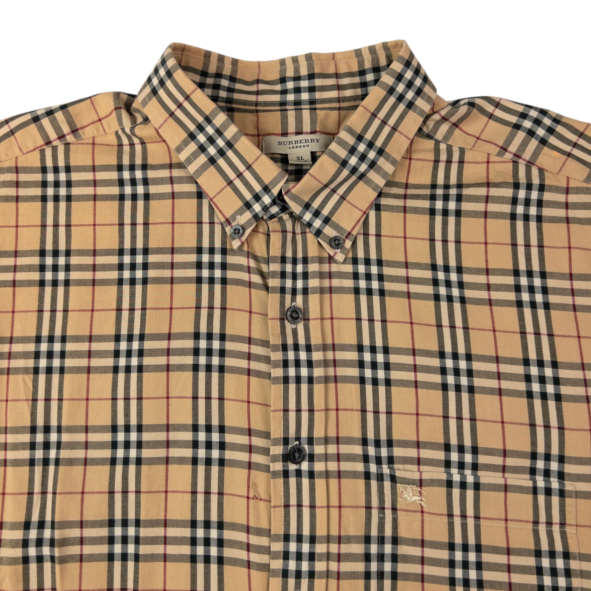 Vintage Burberry Nova Check Short Sleeve Button Up Shirt Size XL