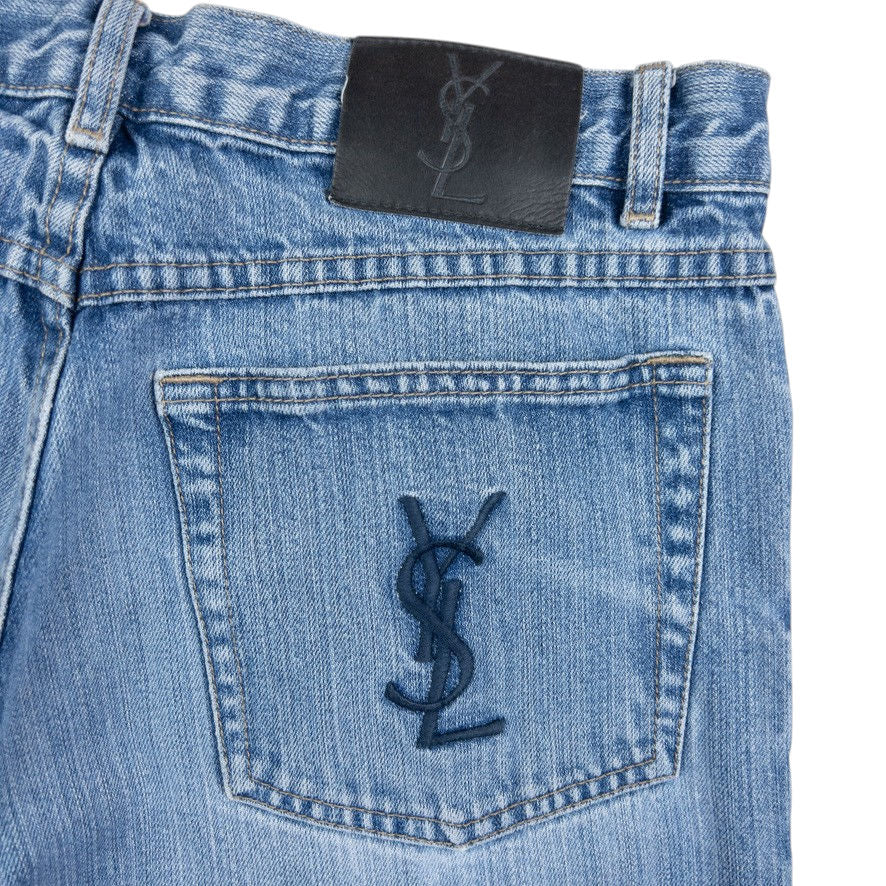 Vintage YSL Yves Saint Laurent Embroidered Denim Jeans Size W31