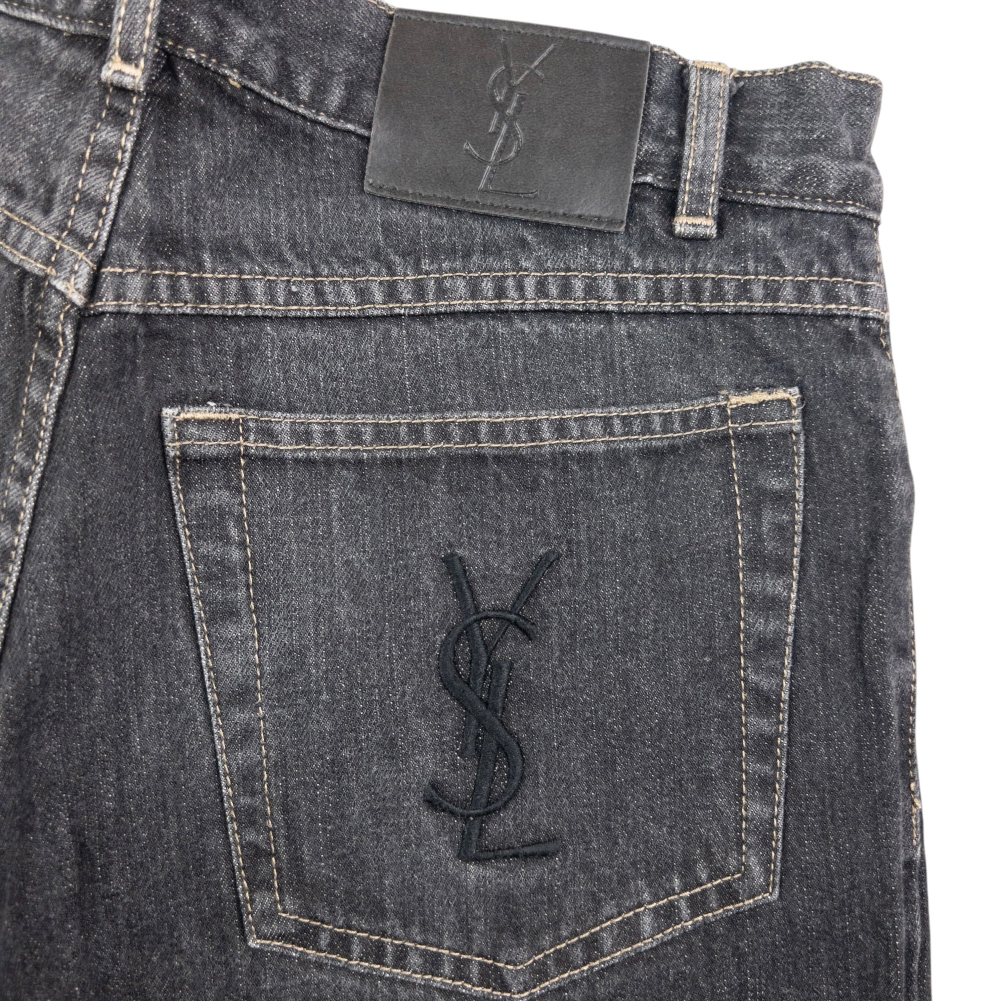 Vintage YSL Yves Saint Laurent Embroidered Denim Jeans Size W30