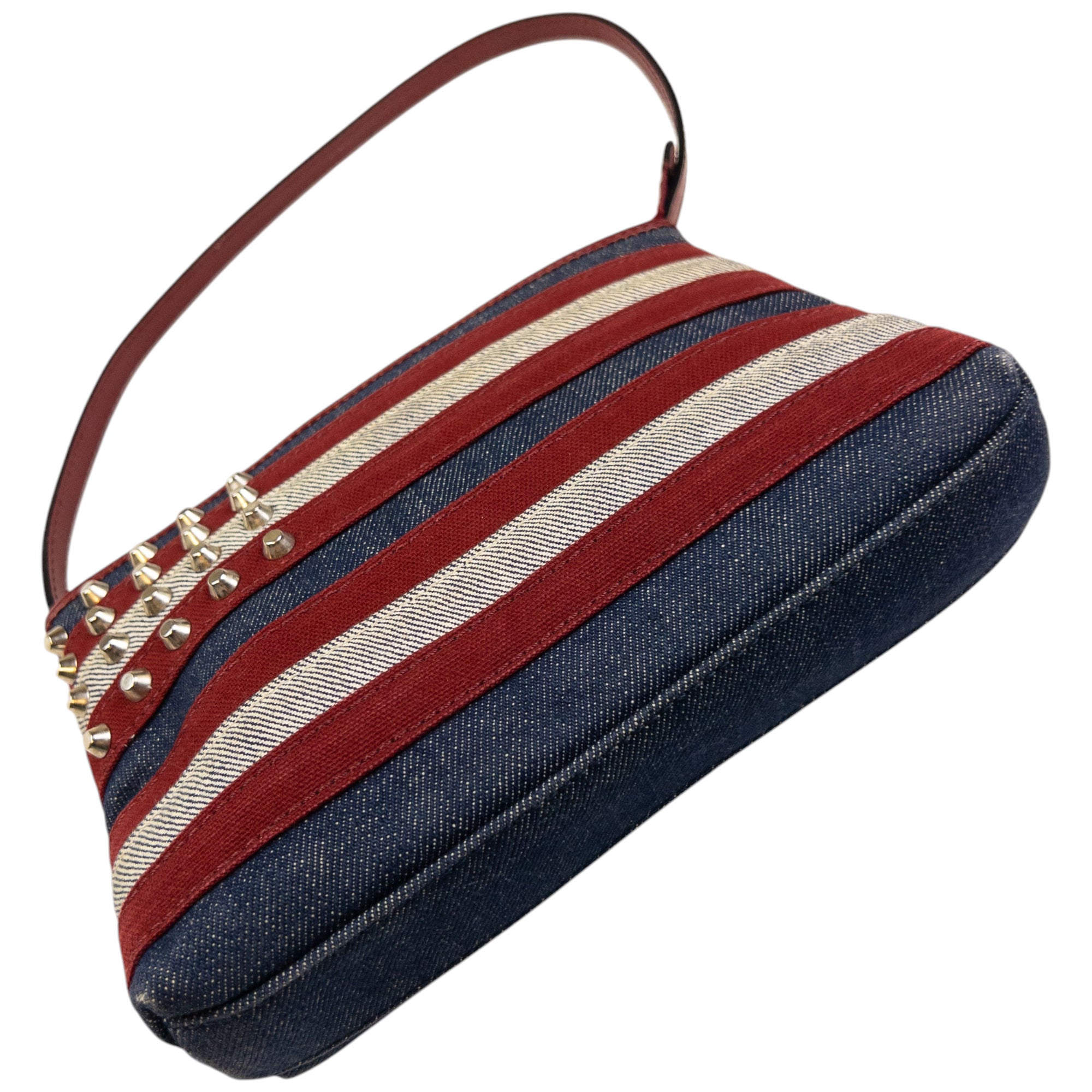 Vintage Burberry Studded Denim Flag Shoulder Bag