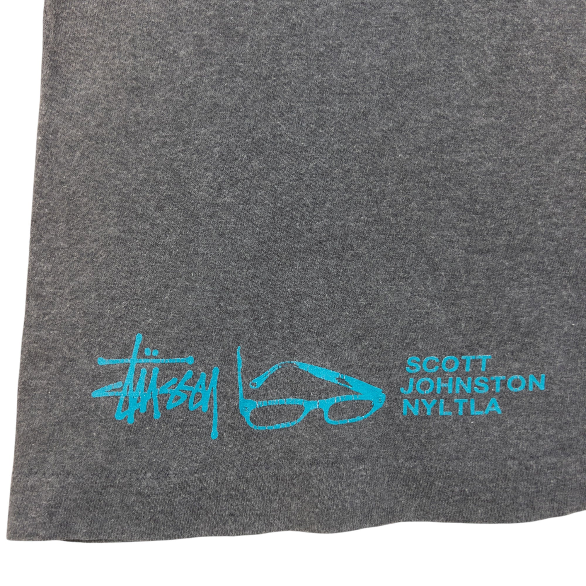 Vintage Stussy X Scott Johnston NYTLA Glassic Graphic T Shirt Size S