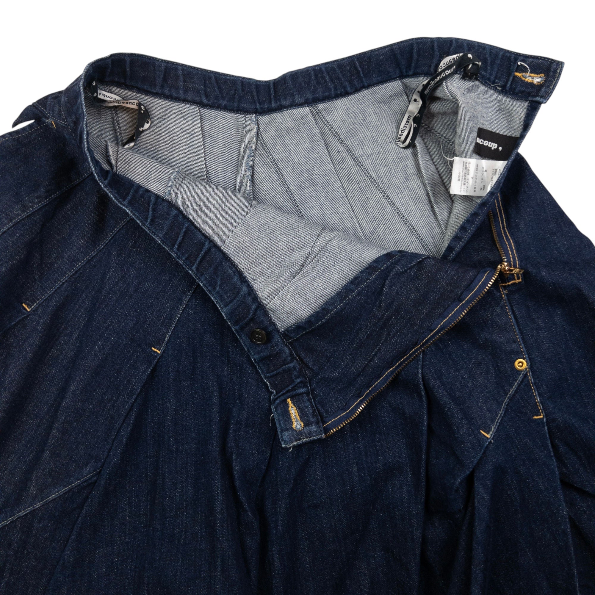 Vintage Mercibeaucoup By Issey Miyake Gathered Denim Skirt Womens Size W26