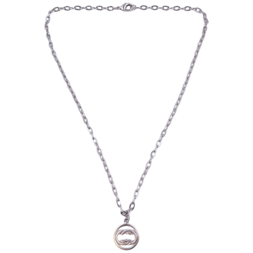 Vintage Gucci Silver Logo Necklace