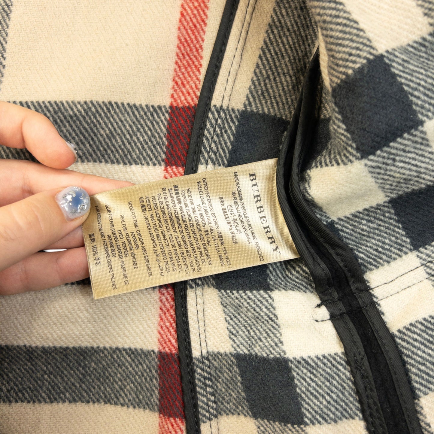 Vintage Burberry Brit Nova Check Lined Wool Duffle Jacket Womens Size XS