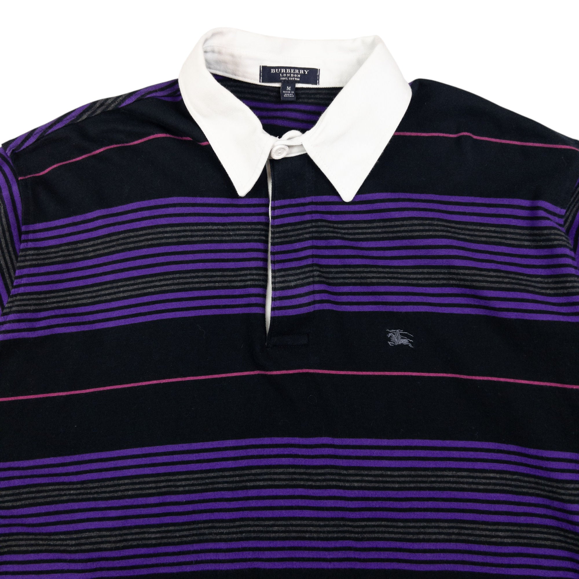 Vintage Burberry Striped Long Sleeve Rugby Polo Shirt Size M