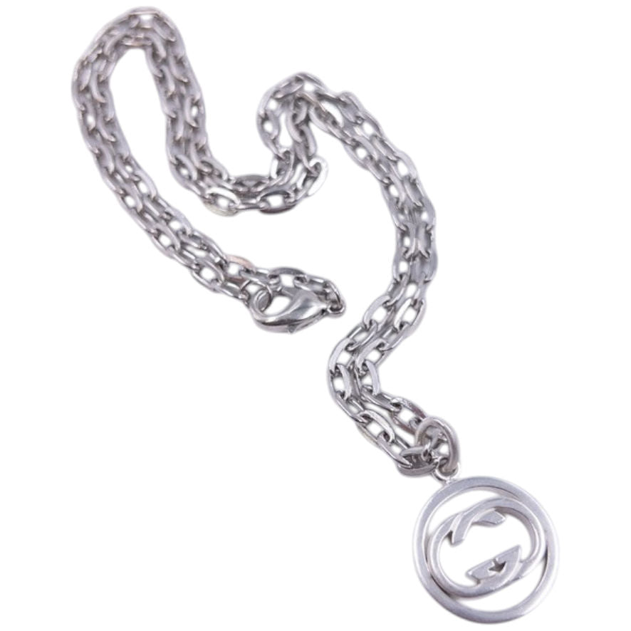 Vintage Gucci Silver Logo Necklace