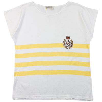 Vintage 80s Gucci Striped T Shirt in white (cotton), crest logo detail