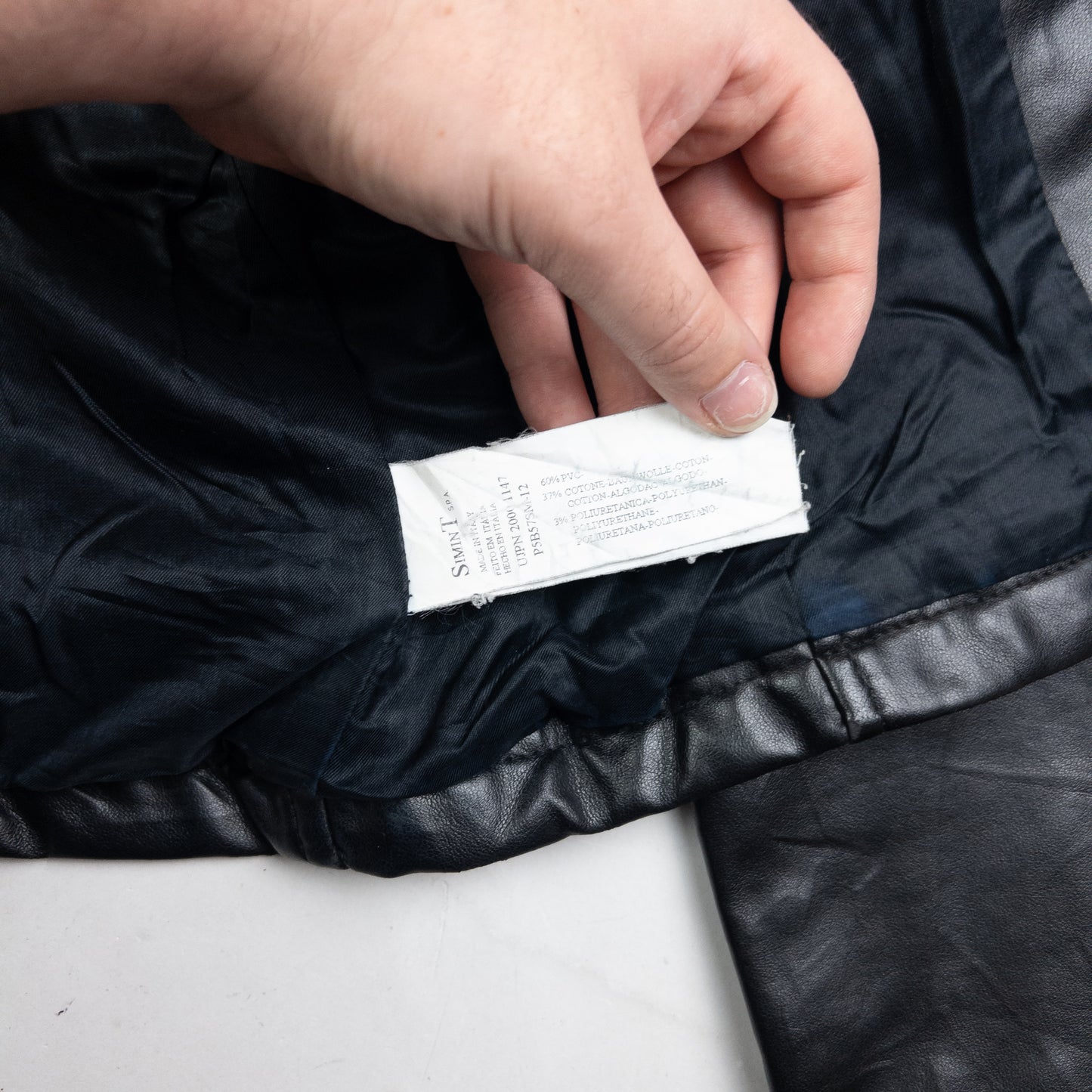 Vintage Armani Jeans Leather Biker Jacket Womens Size S