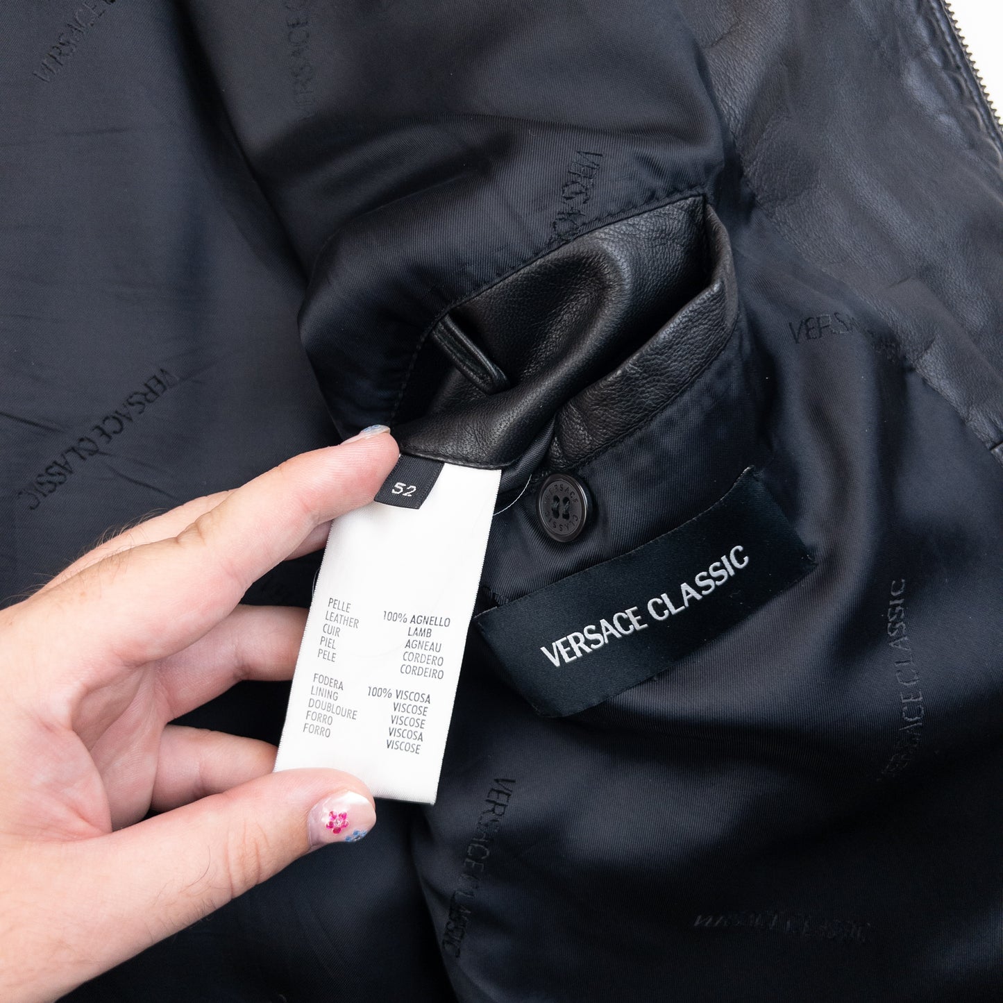 Vintage 2000s Versace Classic Zip Up Leather Jacket Size L