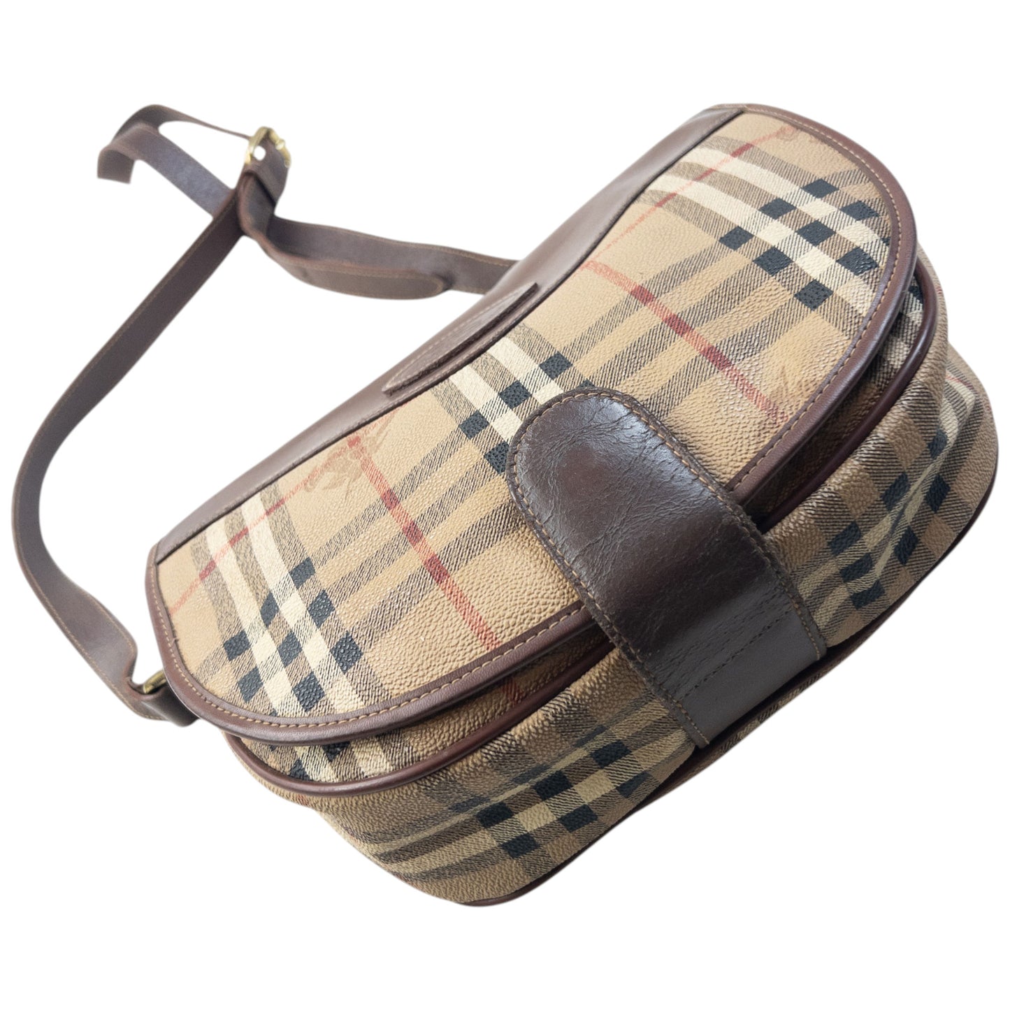 Vintage 90s Burberry Nova Check Leather Crossbody Bag