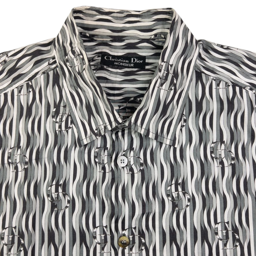 Vintage Dior Monsieur Monogram Short Sleeve Button Up Shirt Size L