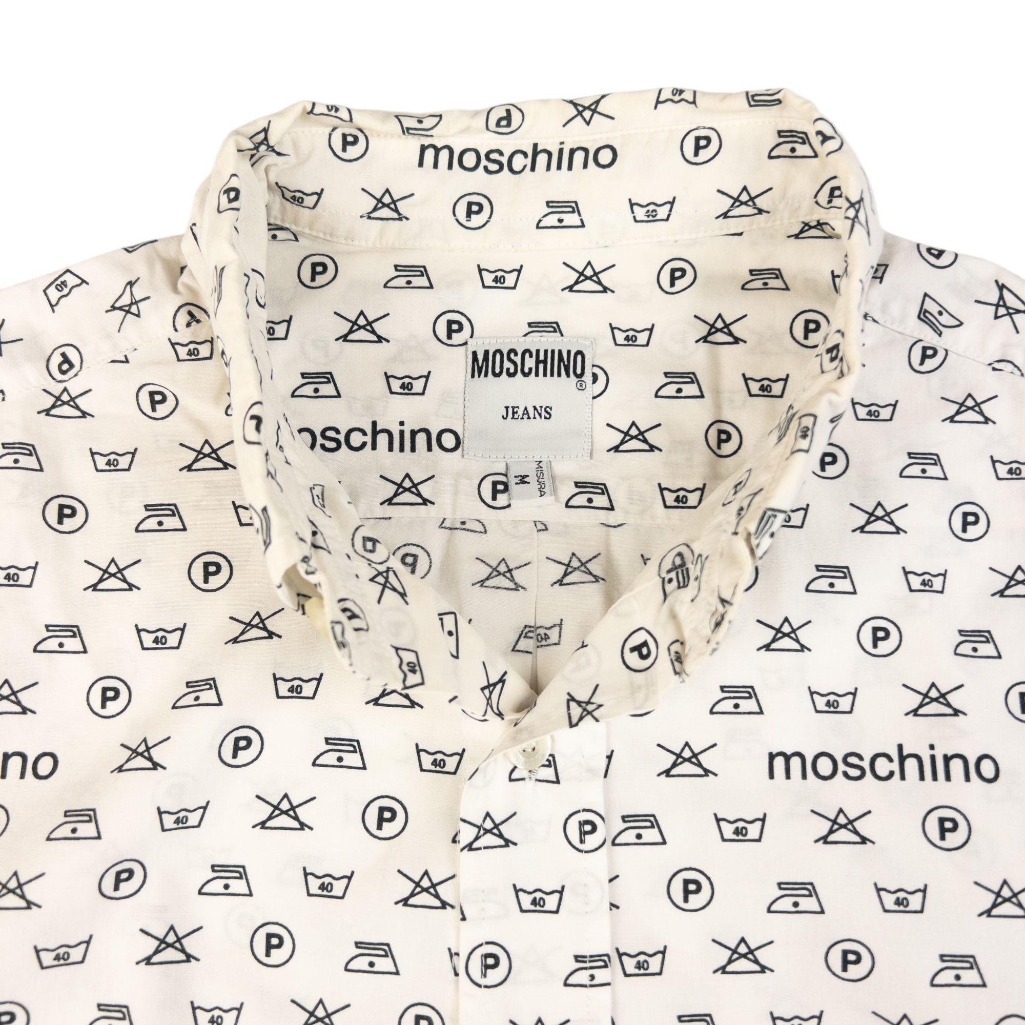 Vintage Moschino Jeans Monogram Washing Icons Shirt Size M