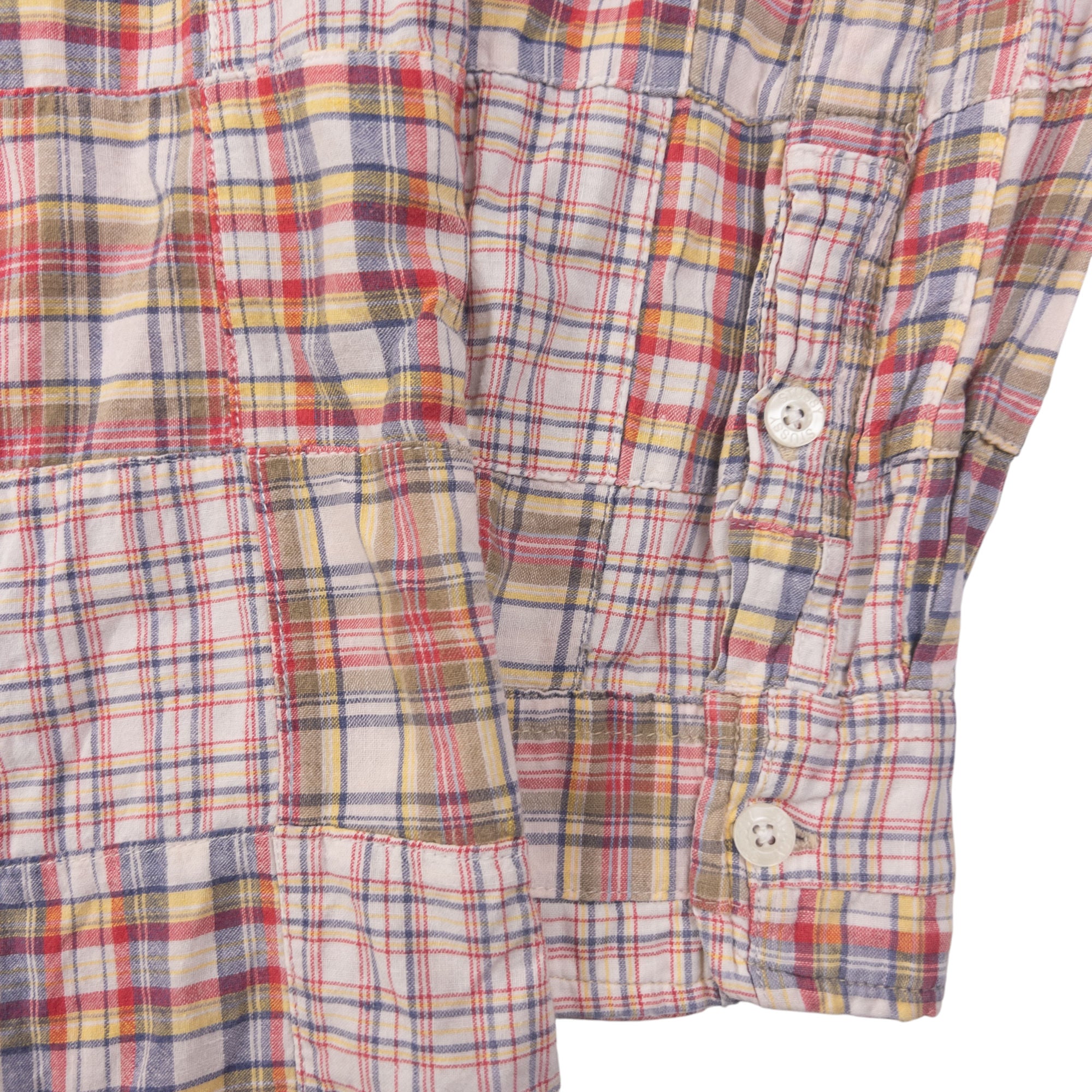 Vintage Stussy Patchwork Long Sleeve Button Up Shirt Size M