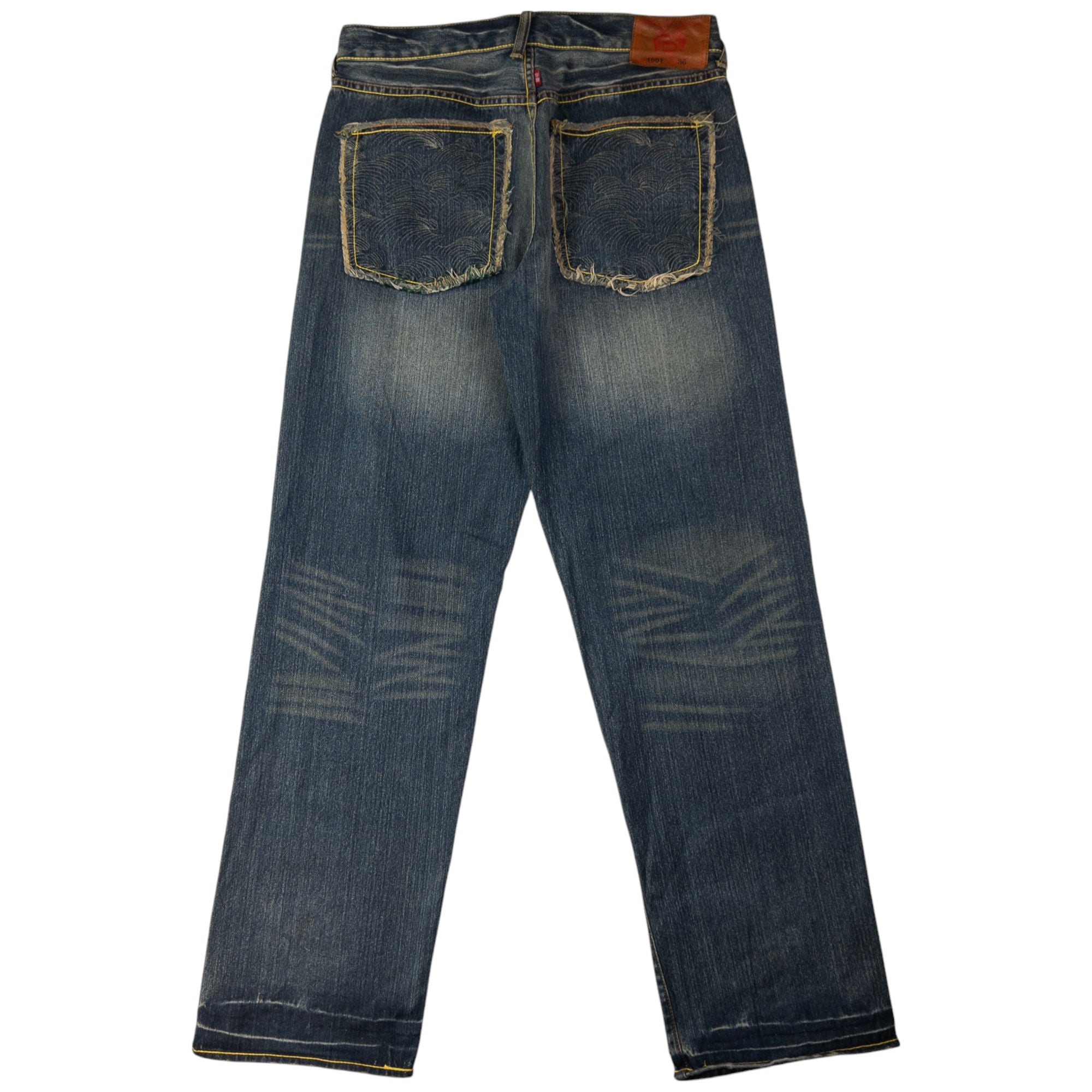 Vintage RMC Red Monkey Company Embroidered Wave Japanese Denim Jeans Size W34