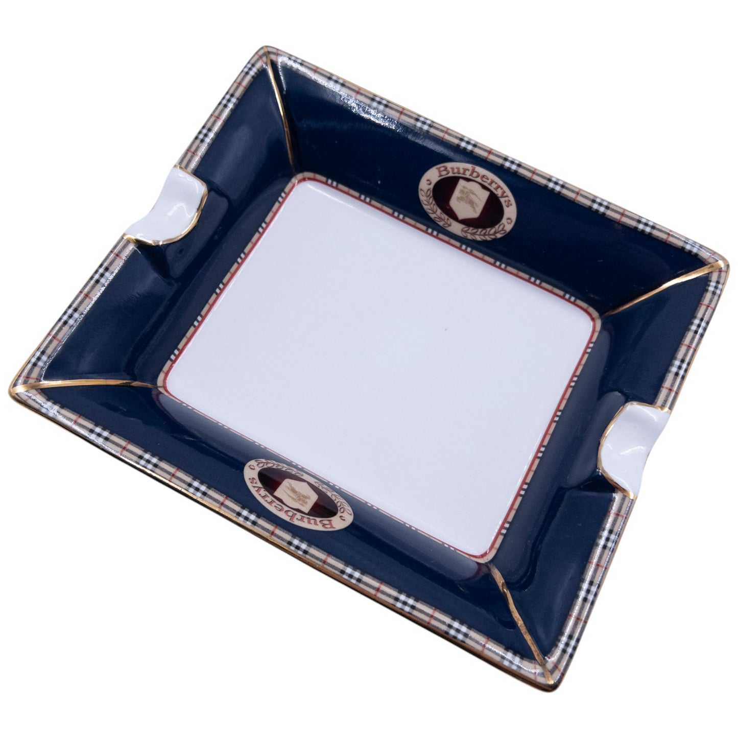Vintage 90s Burberry Nova Check Fine Bone China Ashtray