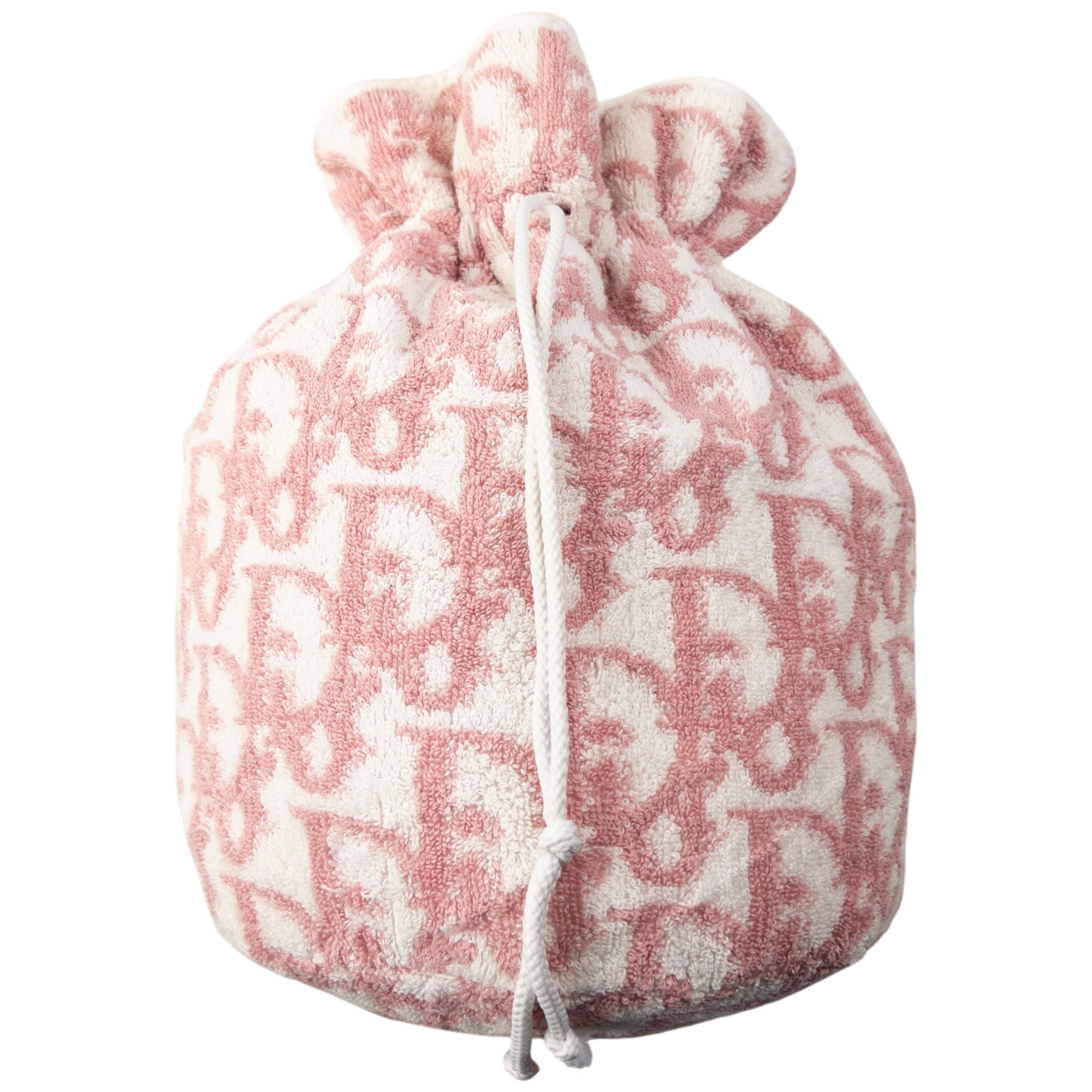 Vintage Dior Monogram Terry Cloth Drawstring Bag