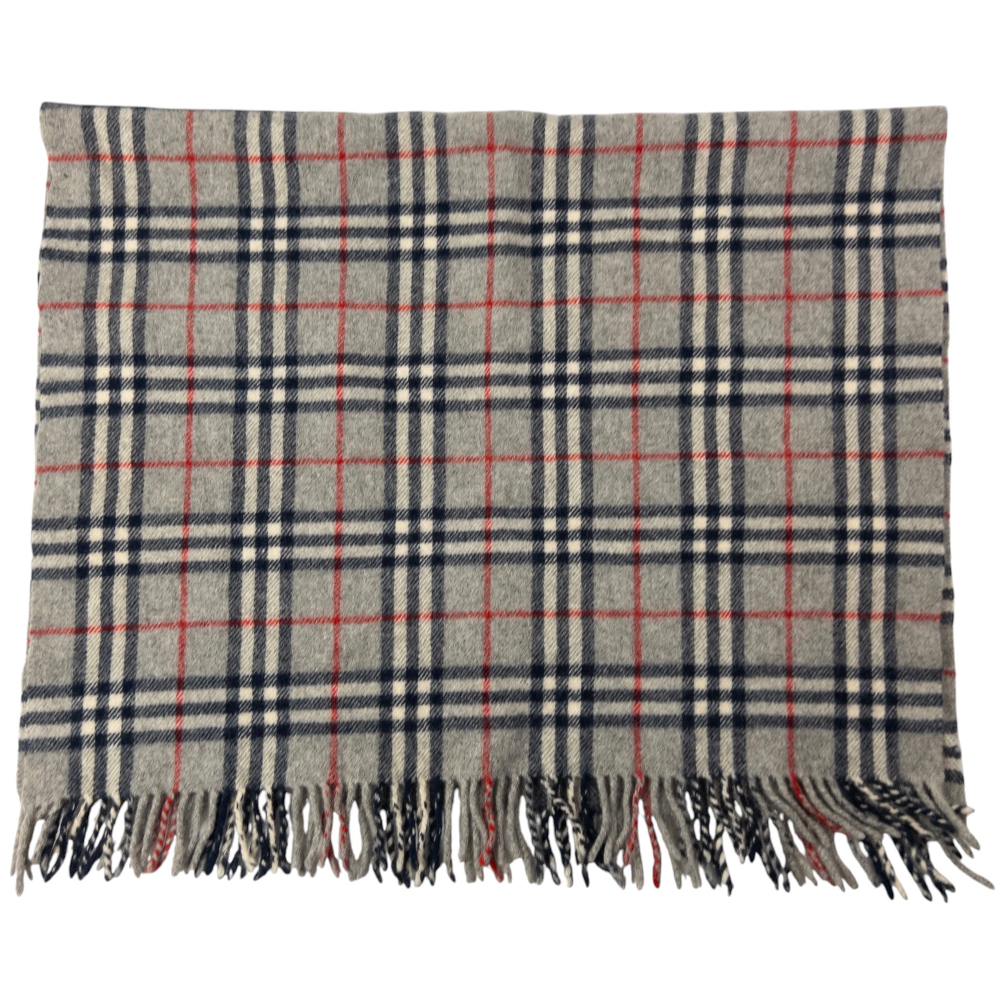 Vintage Burberry Embroidered Nova Check Tassel Scarf