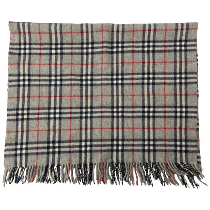 Vintage Burberry Embroidered Nova Check Tassel Scarf
