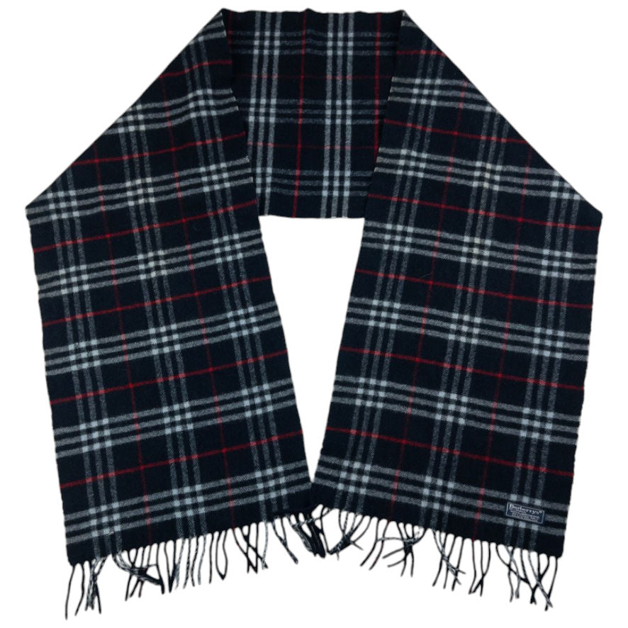 Vintage Burberry Nova Check Lambswool Tassel Scarf