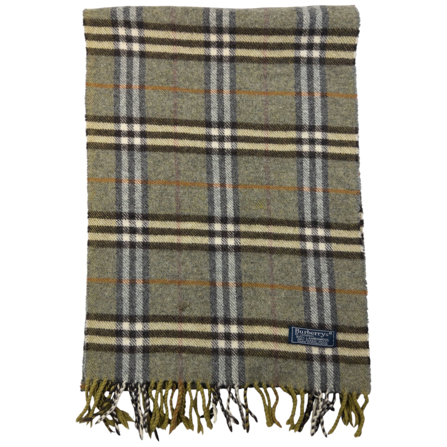 Vintage Burberry Nova Check Lambswool Tassel Scarf