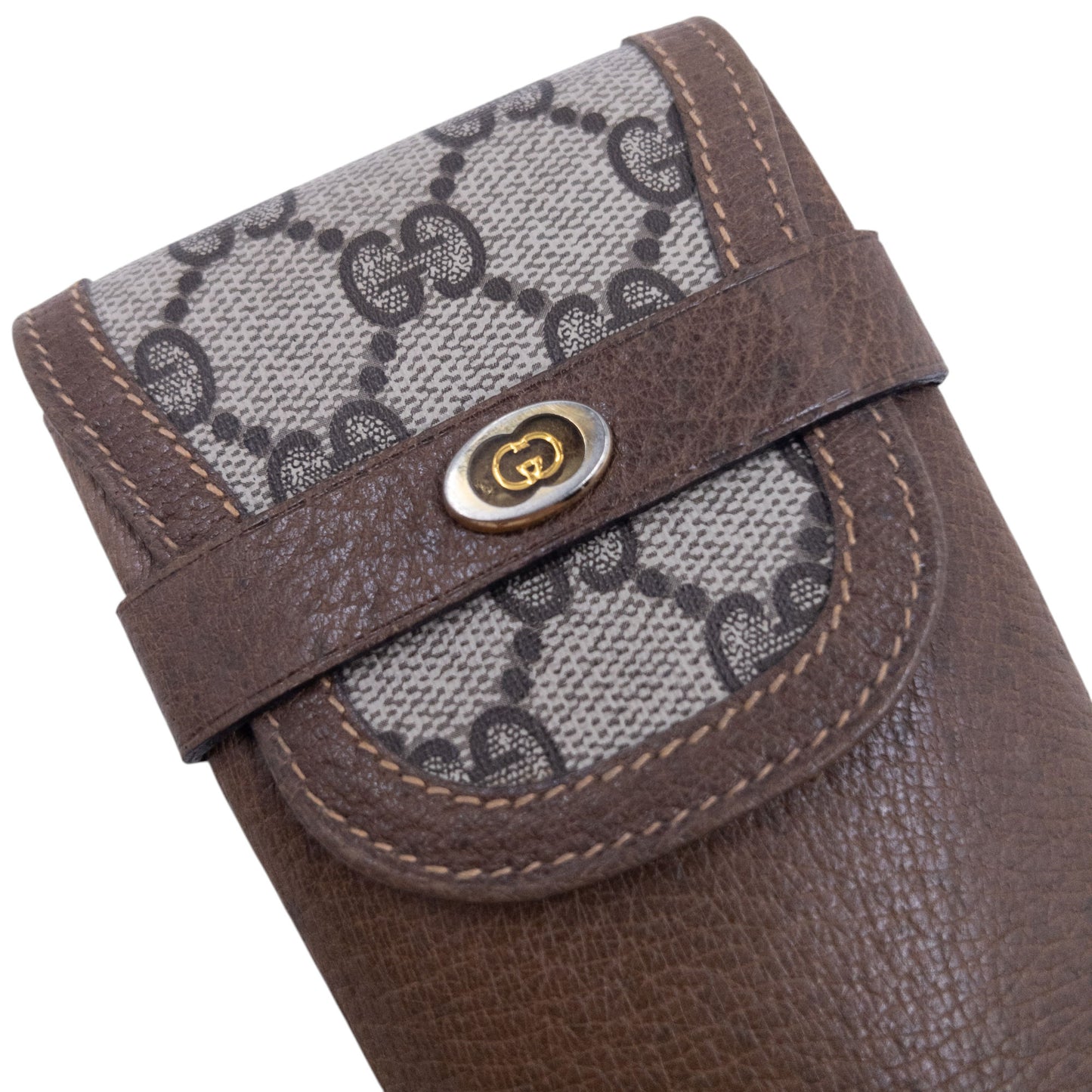 Vintage Gucci Monogram Leather Glasses Sleeve Case