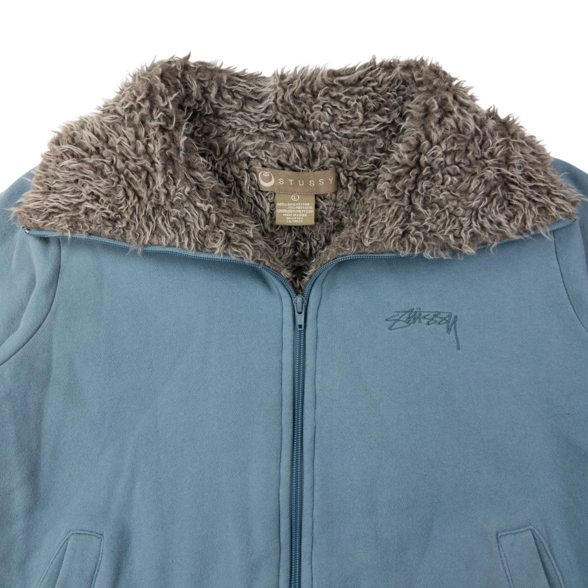 Vintage Stussy Fur Lined Zip Up Jacket Womens Size L