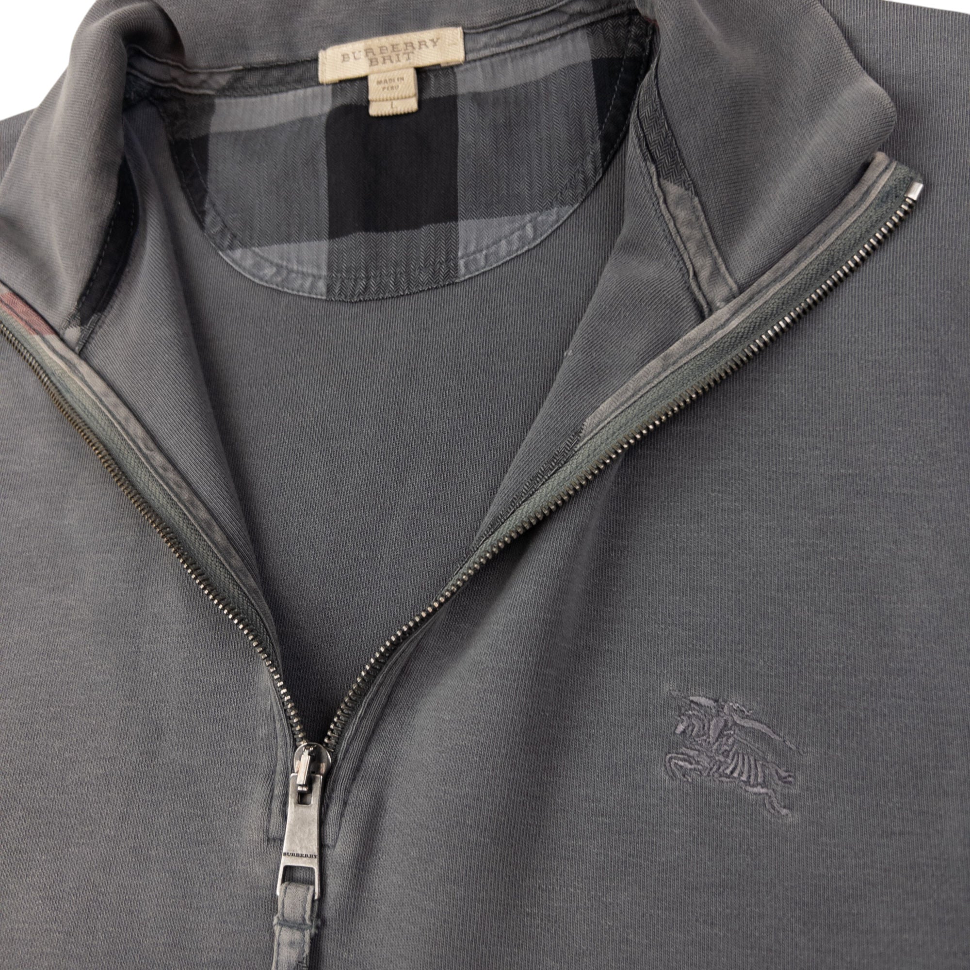 Vintage Burberry Nova Check Elbow Pad Q Zip Sweatshirt Size L