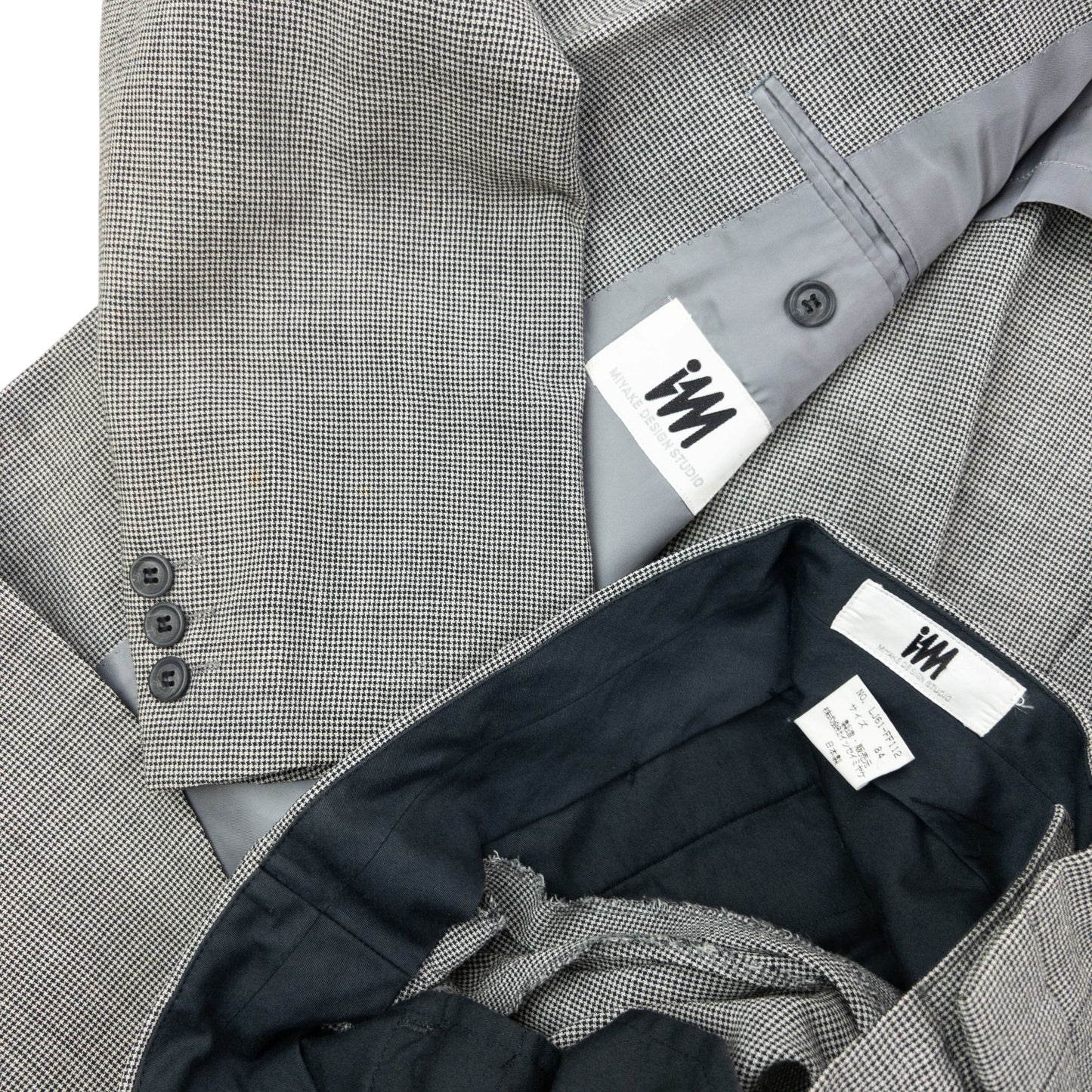 Vintage 90s Issey Miyake Checkered Jacket & Trousers Suit Set Size L