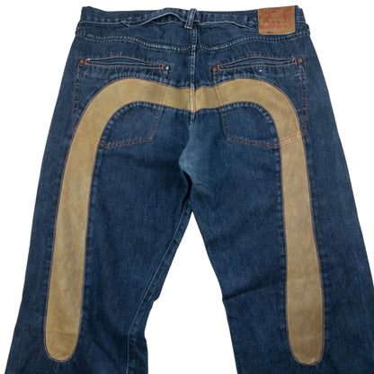 Vintage Evisu Leather Daicock Japanese Denim Jeans Size W38