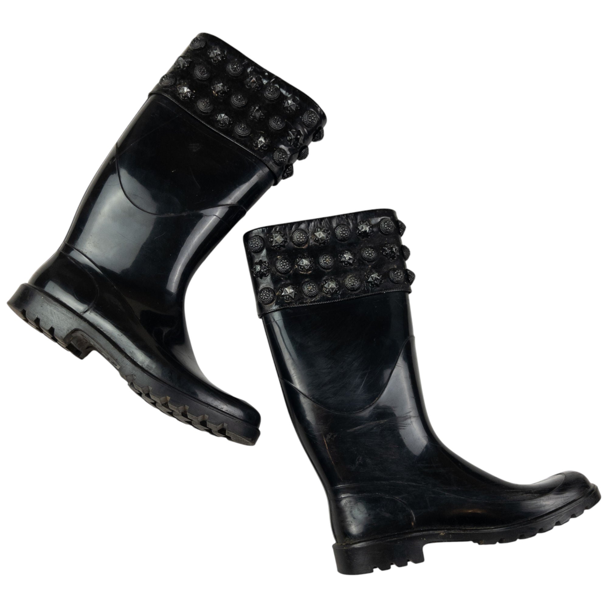 Vintage Burberry Studded Wellington Boots Womens Size UK 4