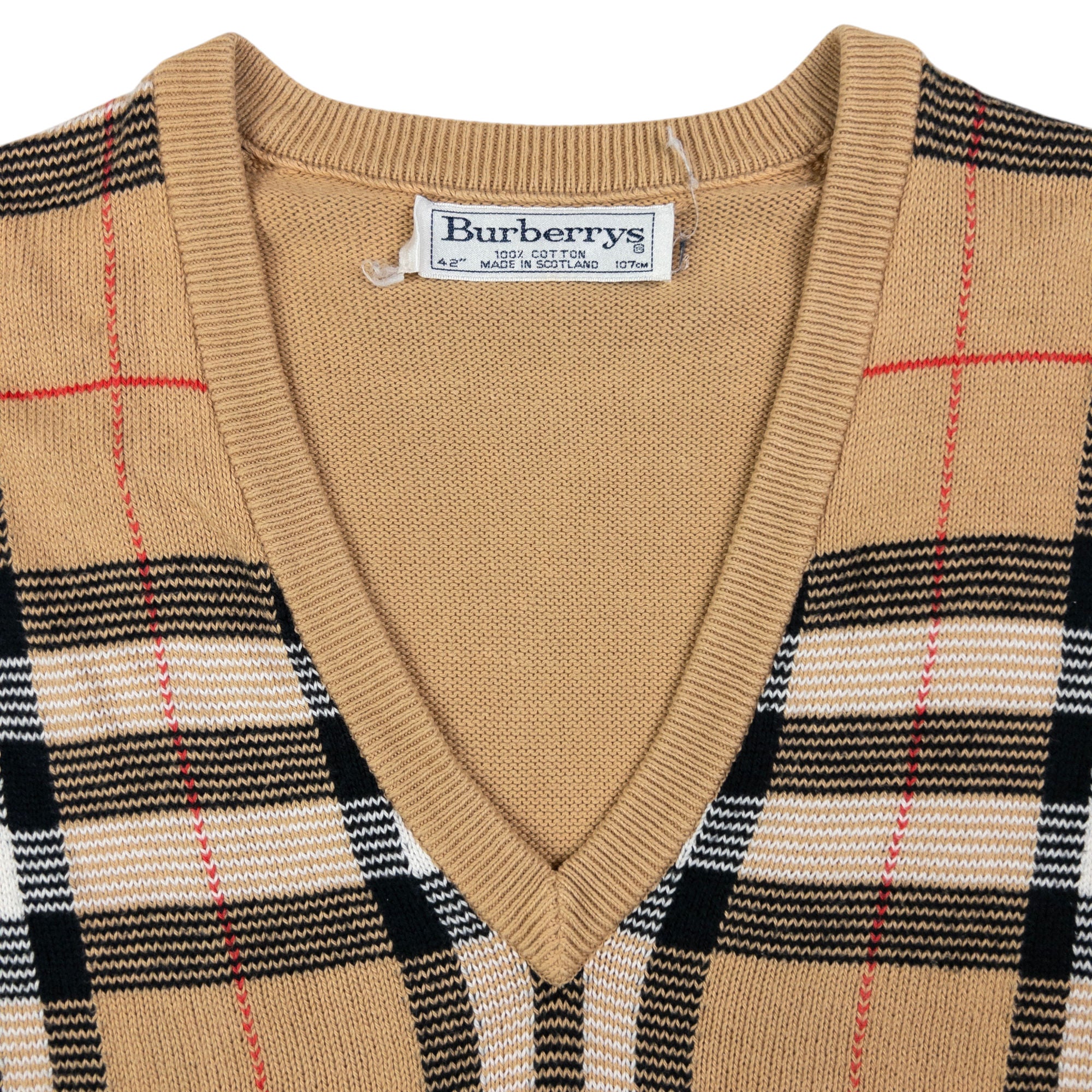 Vintage Burberry Nova Check Knit Sweater Vest Jumper Size L
