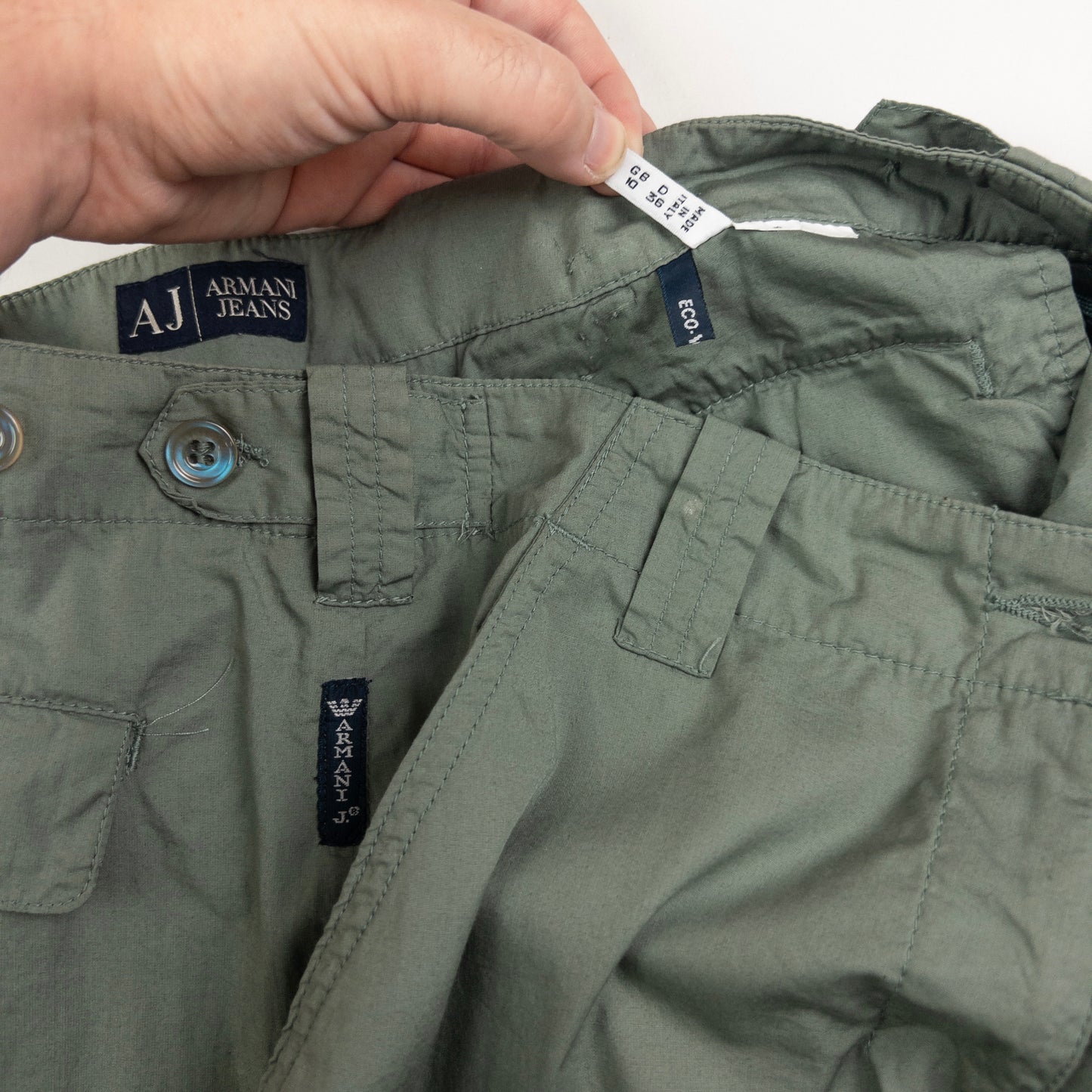 Vintage Armani Jeans Lightweight Wide Cargo Trousers Womens Size W30