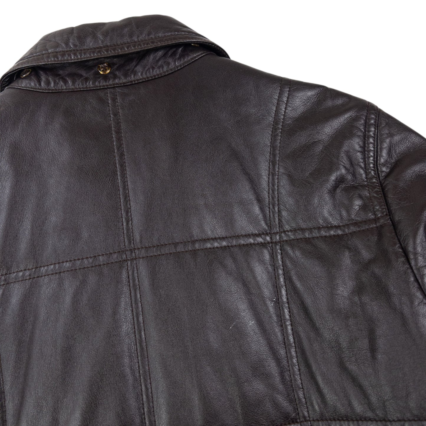 Vintage 80s Burberry Nova Check Lined Leather Jacket Womens Size XL