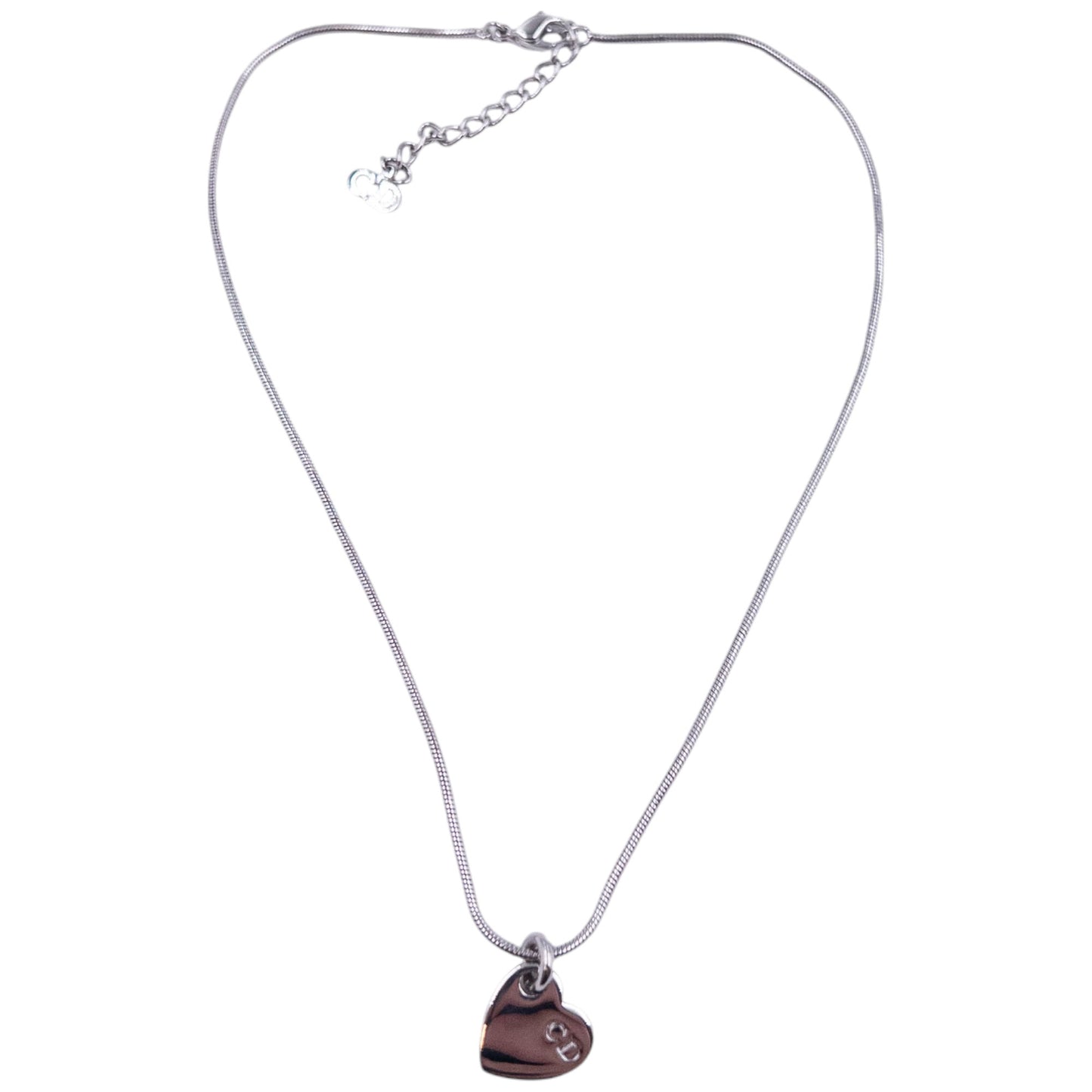 Vintage Dior Silver Heart Charm Necklace