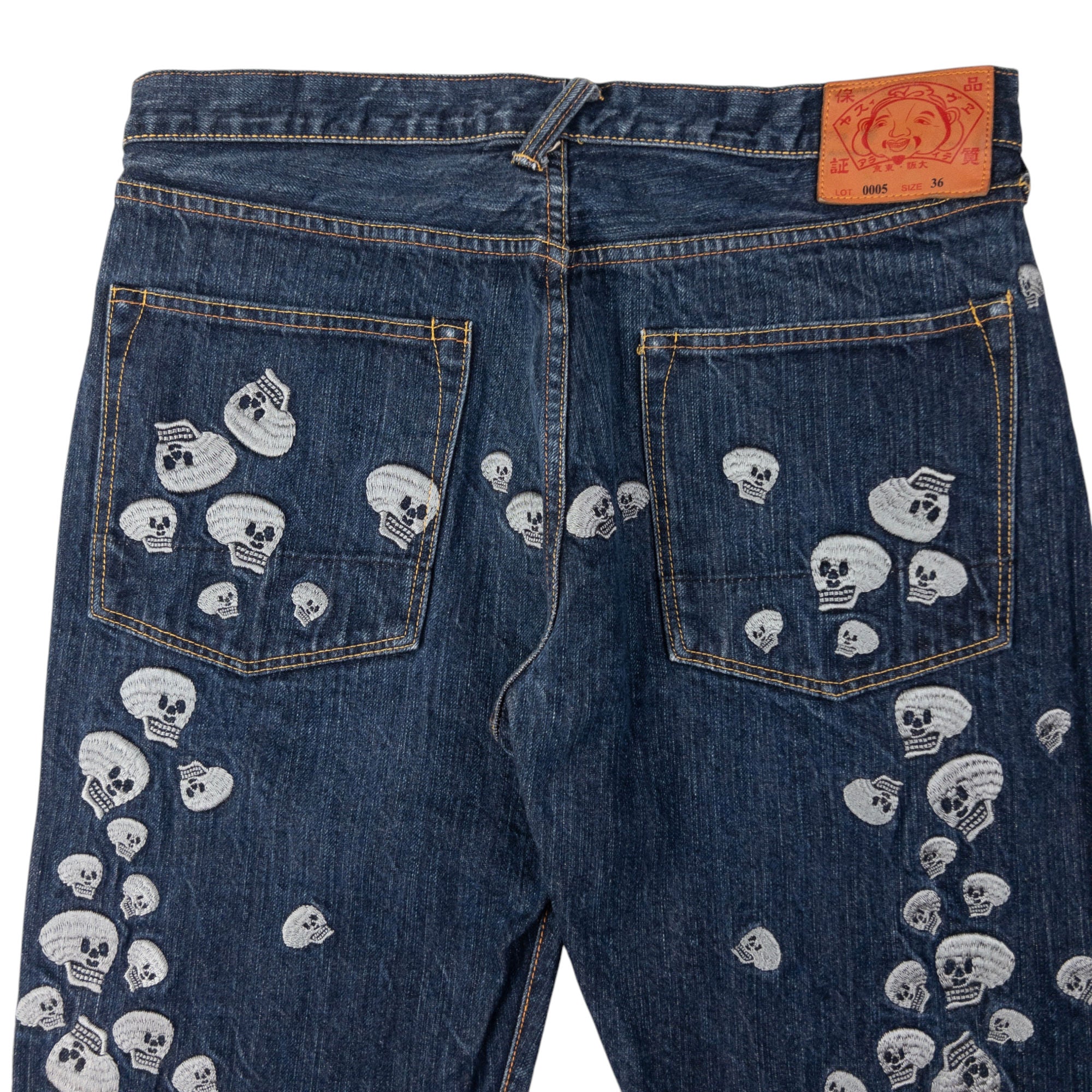 Vintage Evisu Embroidered Skull Daicock Japanese Denim Jeans Size W35