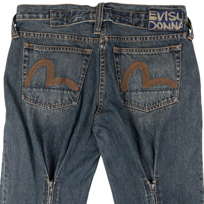 Vintage Evisu Zip Bondage Double Gull Japanese Denim Jeans Size W30