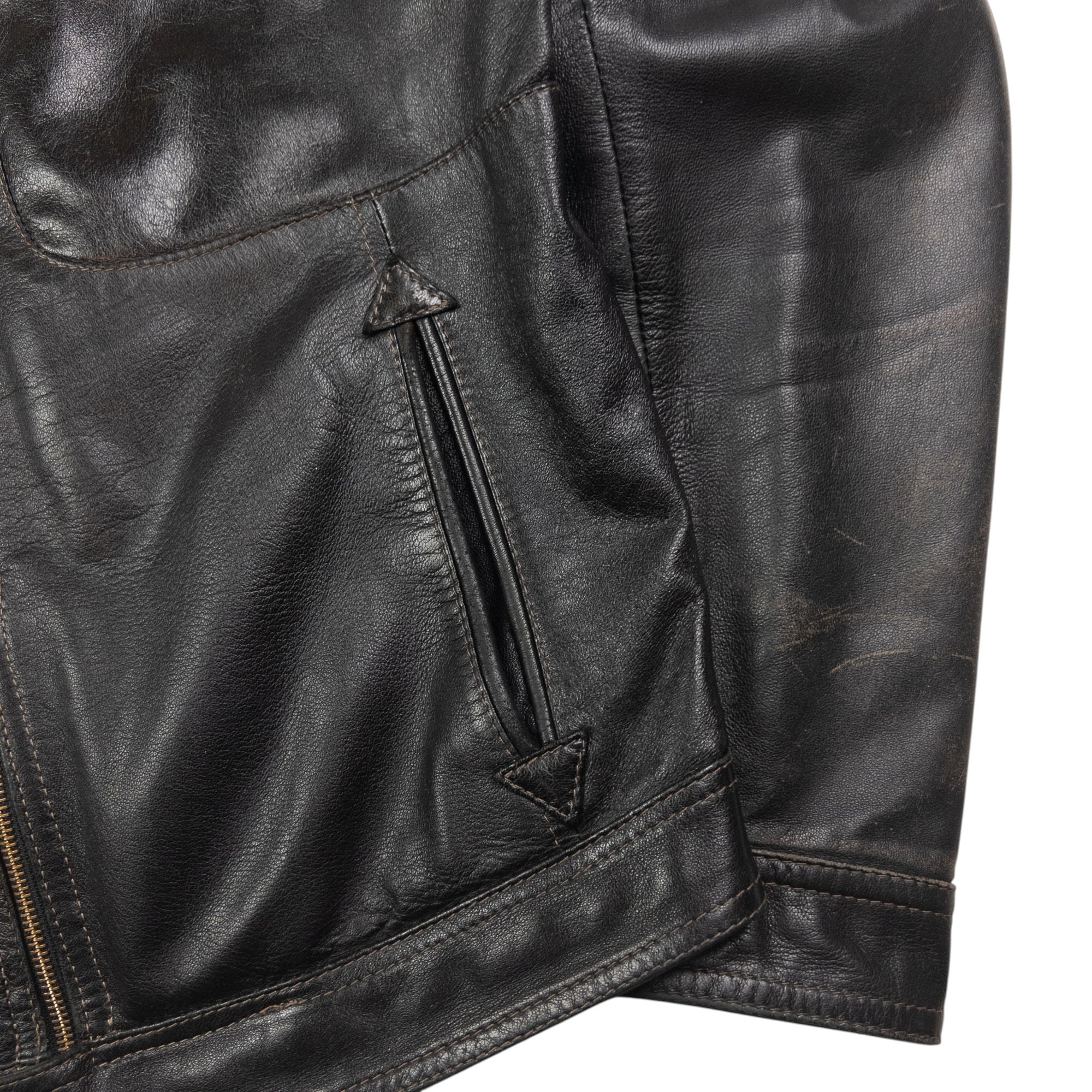 Vintage Armani Jeans Zip Up Leather Jacket Size M